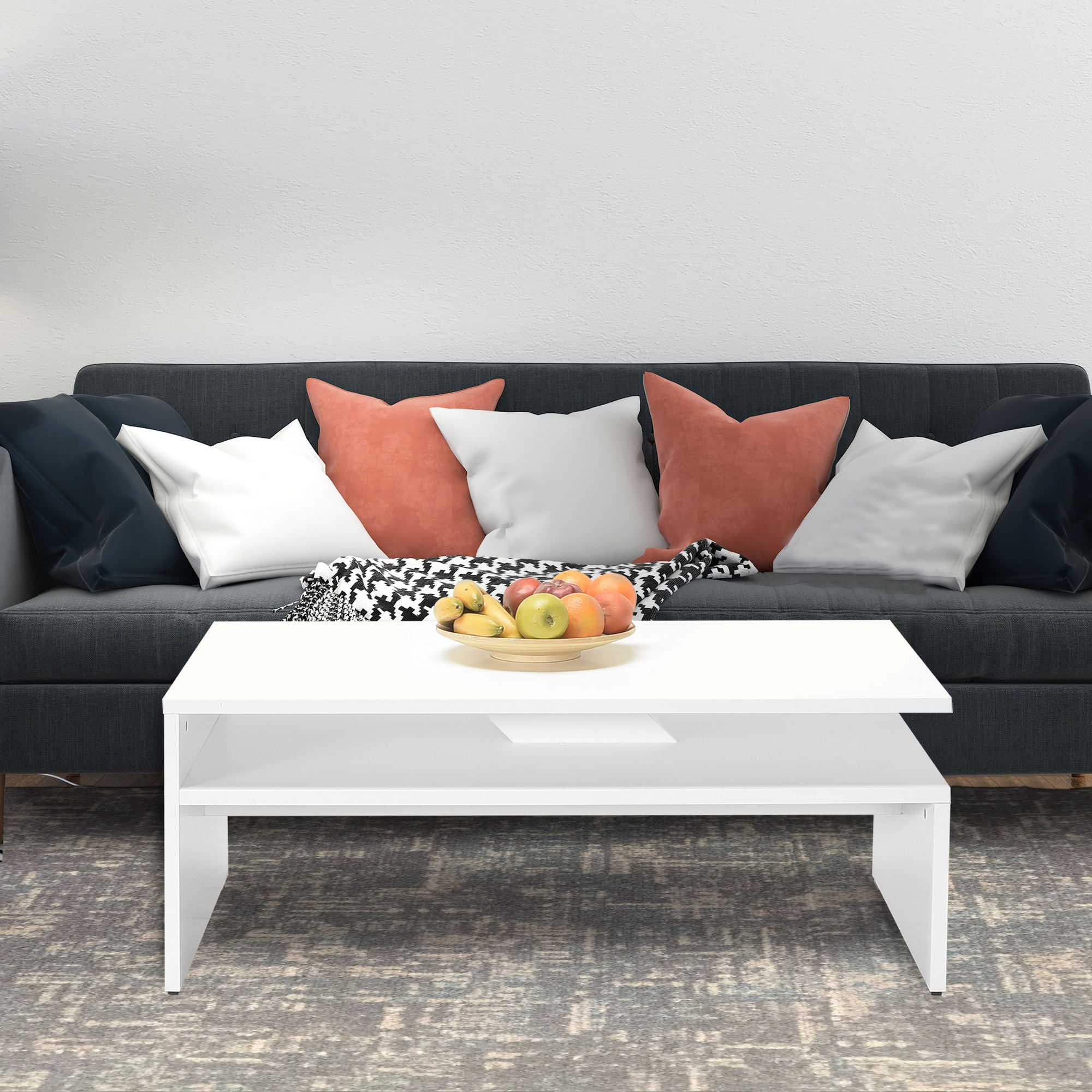 Masuta de cafea, Hanah Home, pal melaminat, alb diamant, 110x65x42 cm, 479ADR1796 — imaginea 5