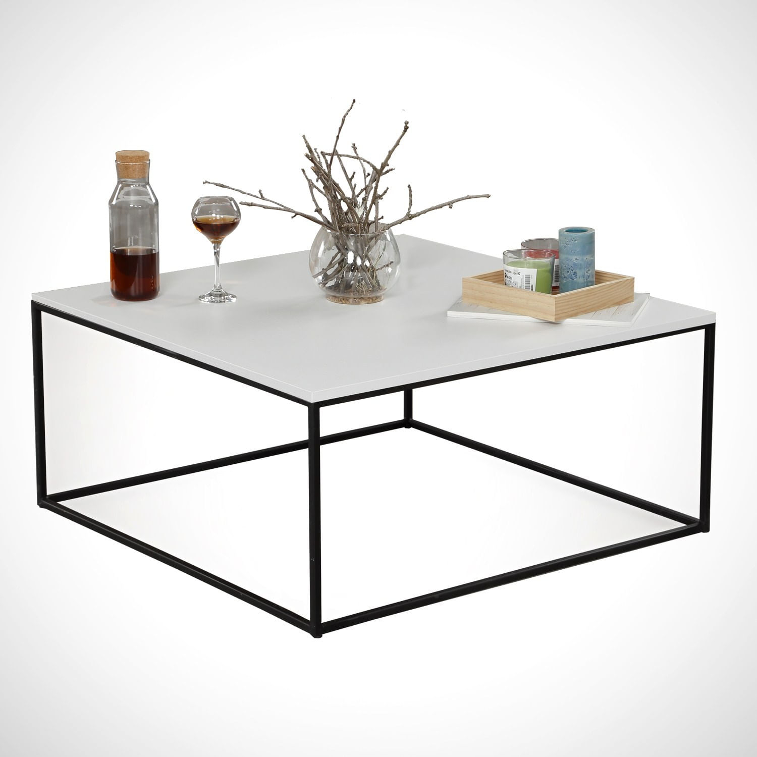 Masuta de cafea, Hanah Home, pal melaminat, alb, 75x75x43 cm — imaginea 3