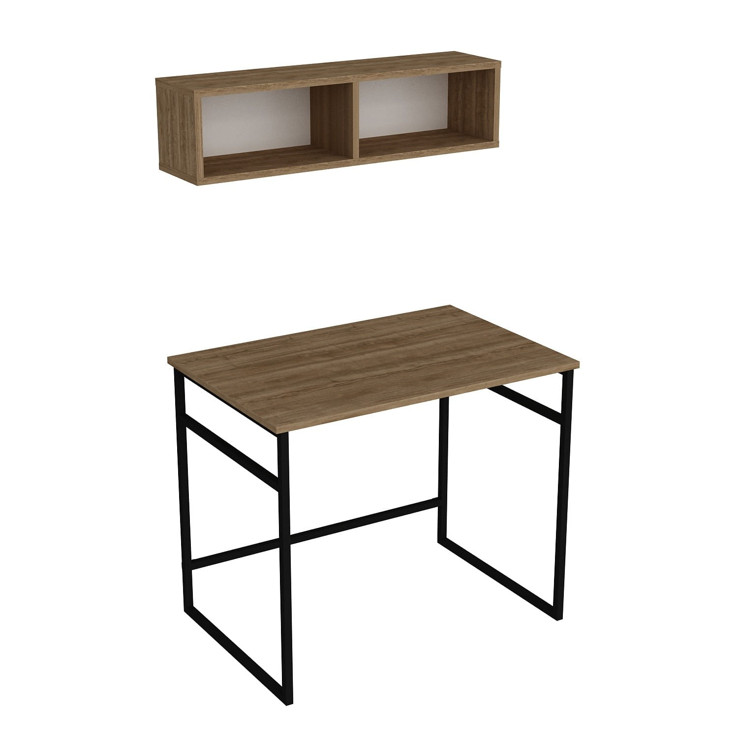 Birou de studiu, Hanah Home, pal melaminat, stejar si negru, 90x60x75 cm — imaginea 3