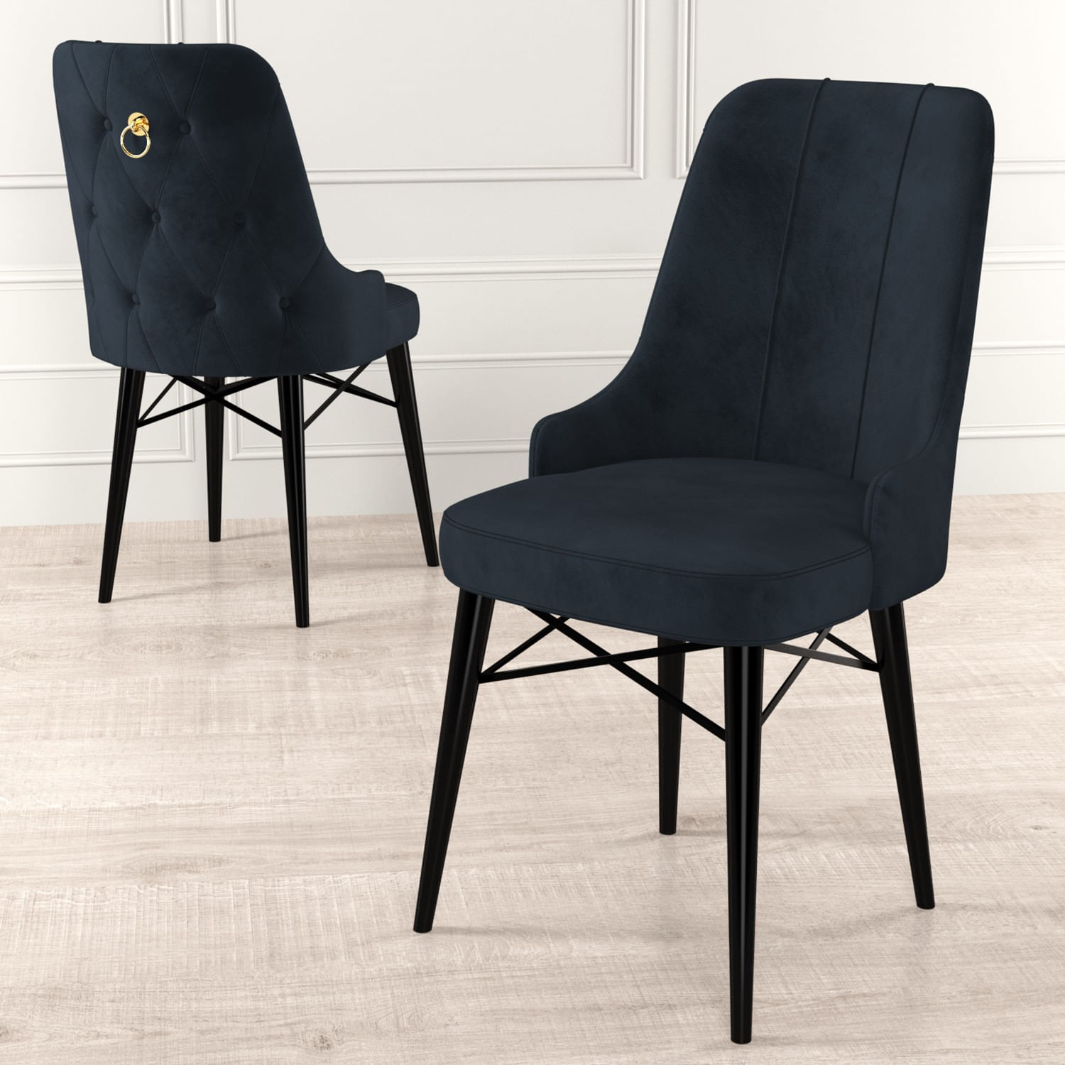 Set scaune, Hanah Home, metal, babyface, antracit, negru, 46x46x94 cm, 4 bucati — imaginea 3