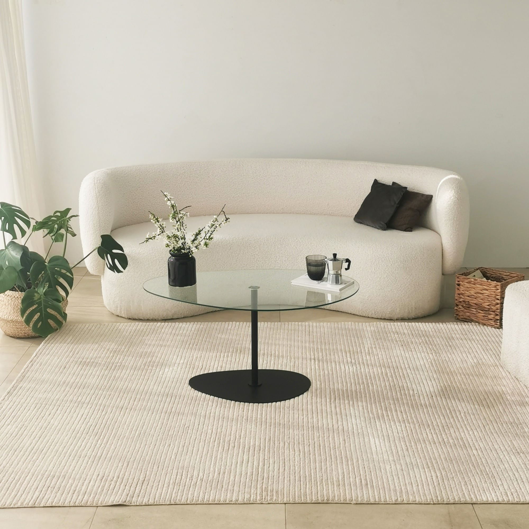 Masuta de cafea, Hanah Home, sticla securizata, transparent negru, 90x60x40 cm — imaginea 3