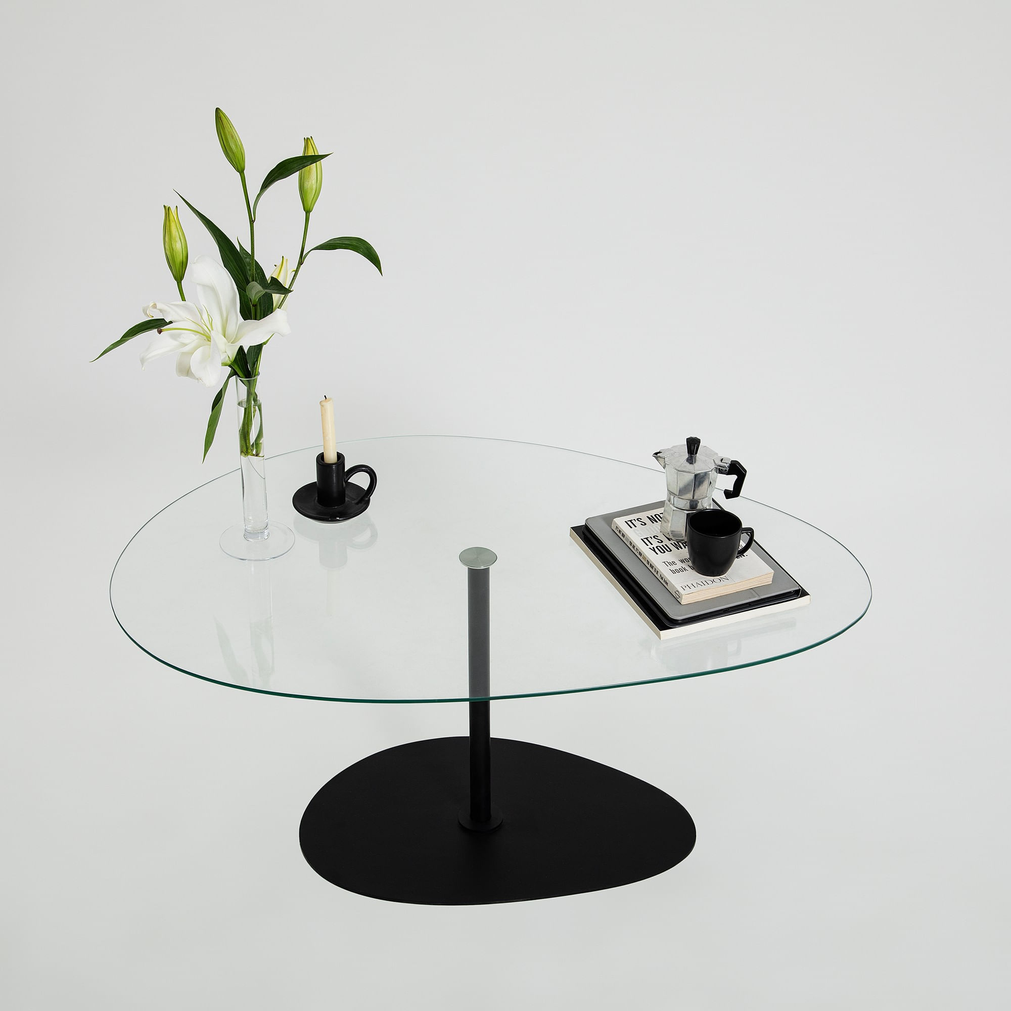 Masuta de cafea, Hanah Home, sticla securizata, transparent negru, 90x60x40 cm — imaginea 6