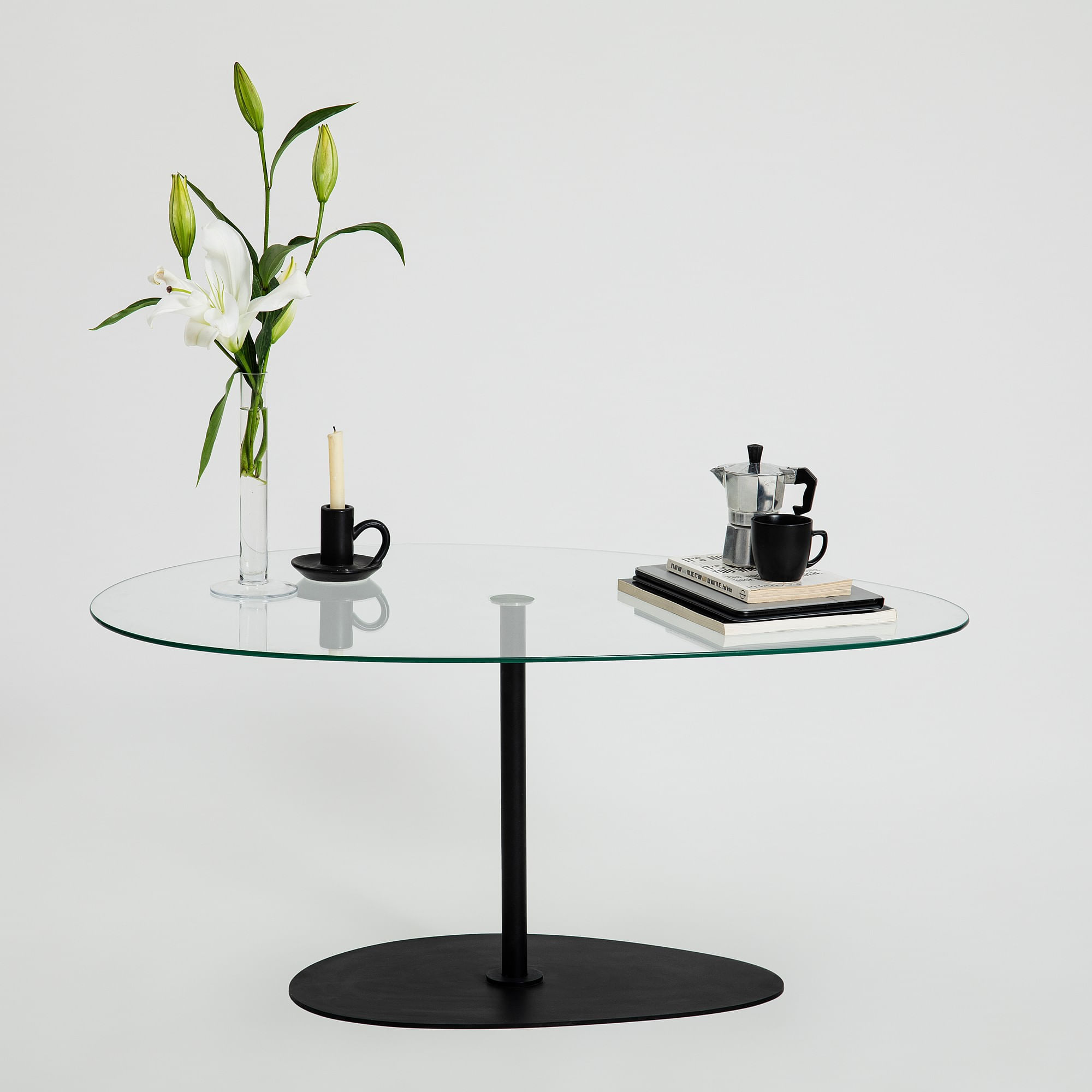 Masuta de cafea, Hanah Home, sticla securizata, transparent negru, 90x60x40 cm — imaginea 7