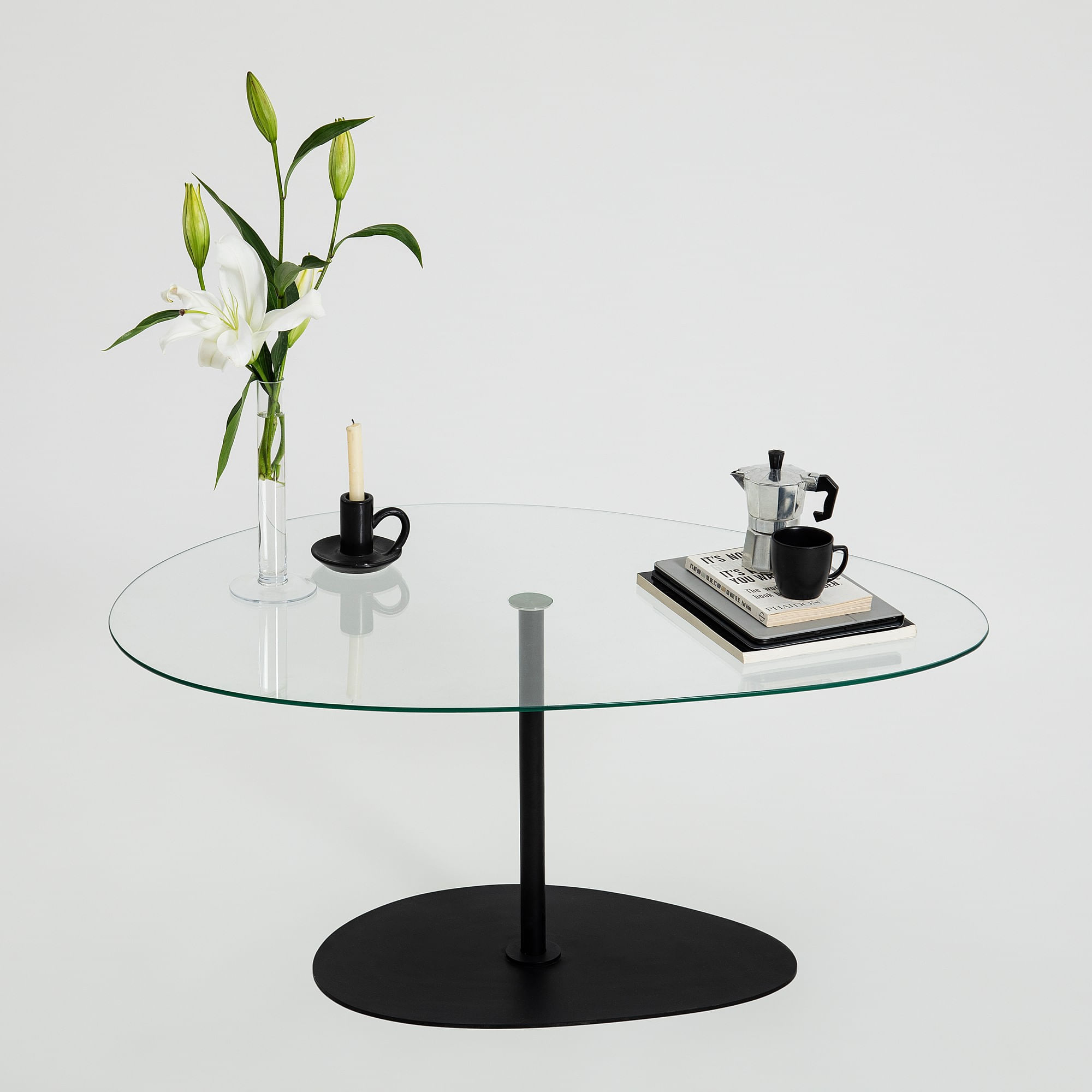 Masuta de cafea, Hanah Home, sticla securizata, transparent negru, 90x60x40 cm — imaginea 9