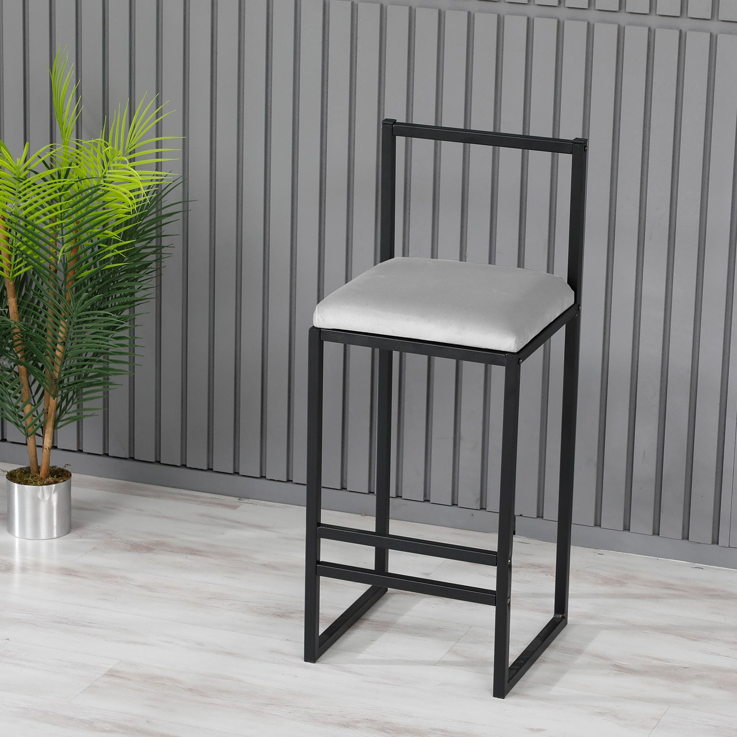 Taburet bar, Hanah Home, metal, crem, 35x35x80 cm - 1 | YEO