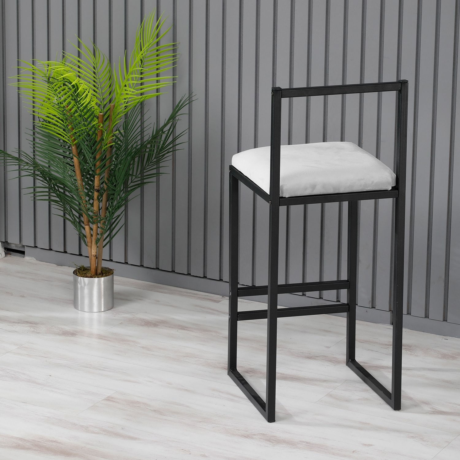 Taburet bar, Hanah Home, metal, crem, 35x35x80 cm - 4 | YEO