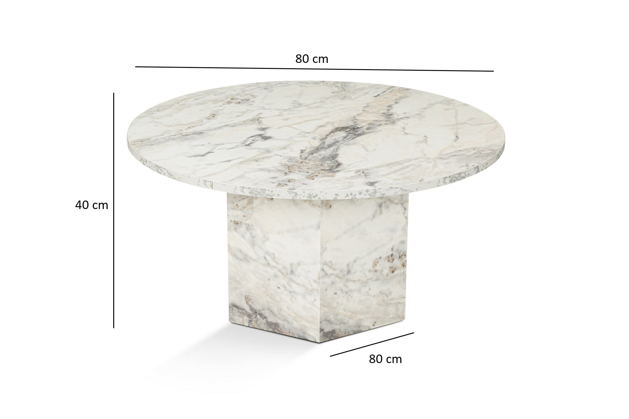 Masuta de cafea, Hanah Home, mdf, freesia marble, 80x80x40 cm