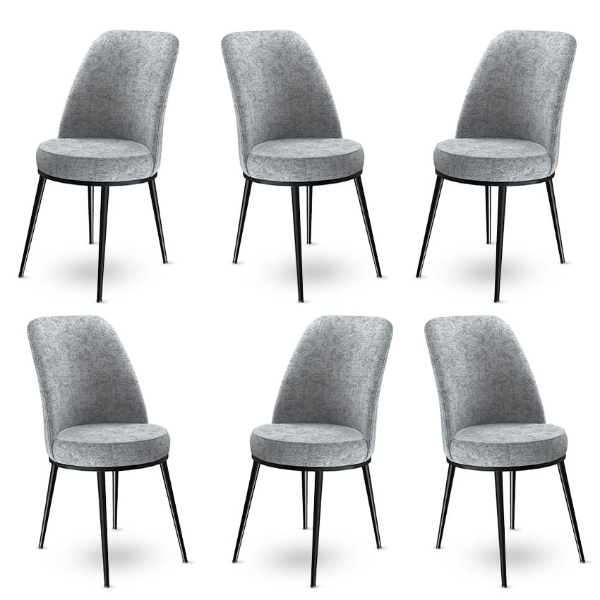 Set scaune, Hanah Home, metal, gri negru, 45x42x89 cm, 6 bucati