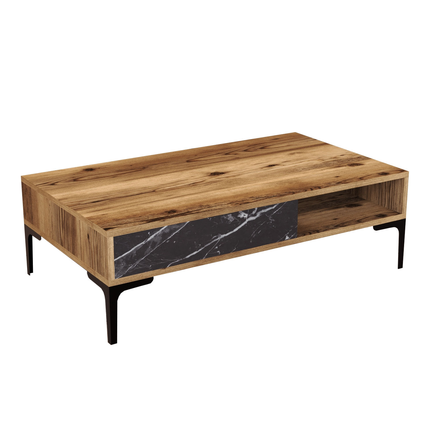 Masuta de cafea, Hanah Home, pal melaminat, nuc si negru, 105x60x32.6 cm — imaginea 5