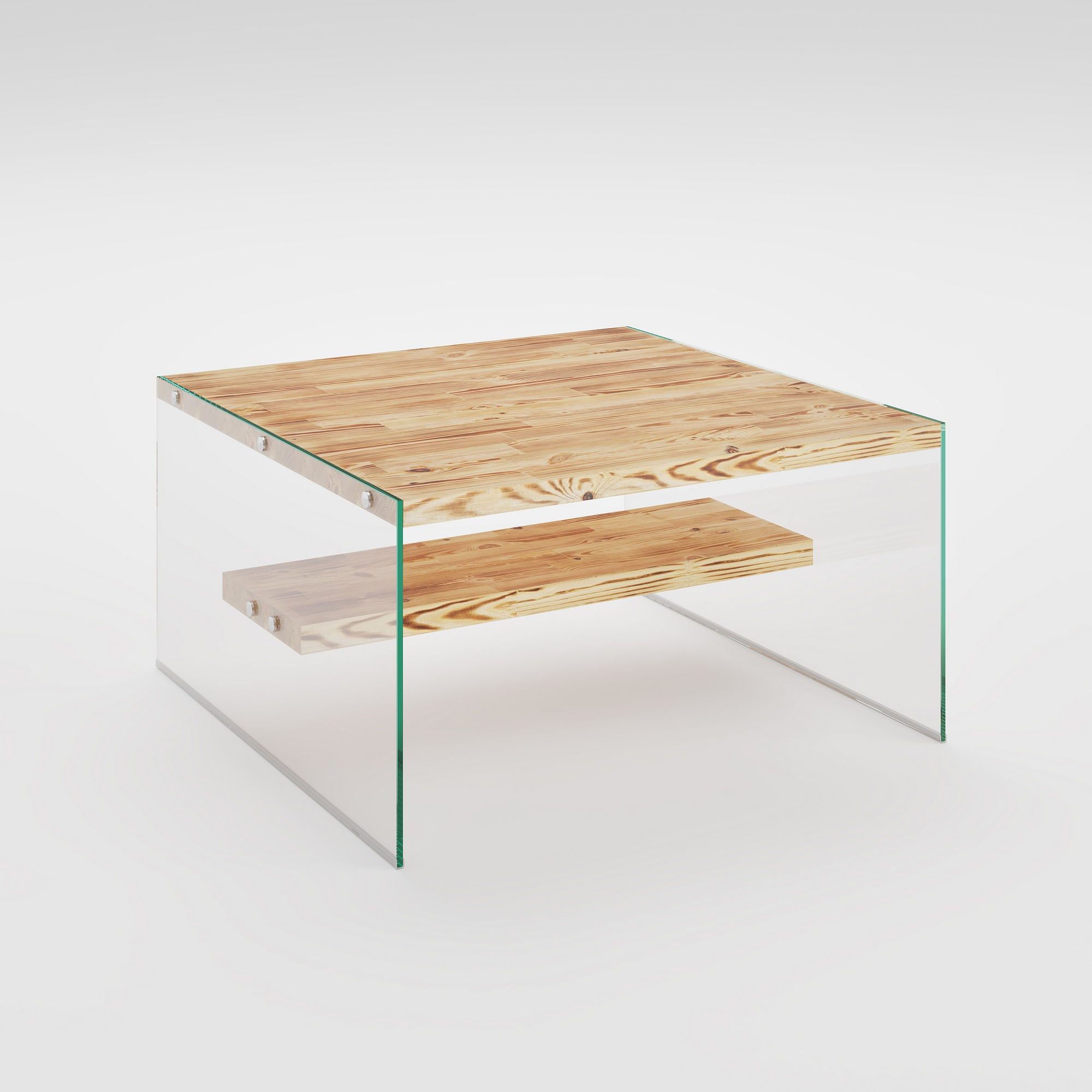 Masuta de cafea, Hanah Home, lemn masiv de pin, stejar, 75x75x40 cm