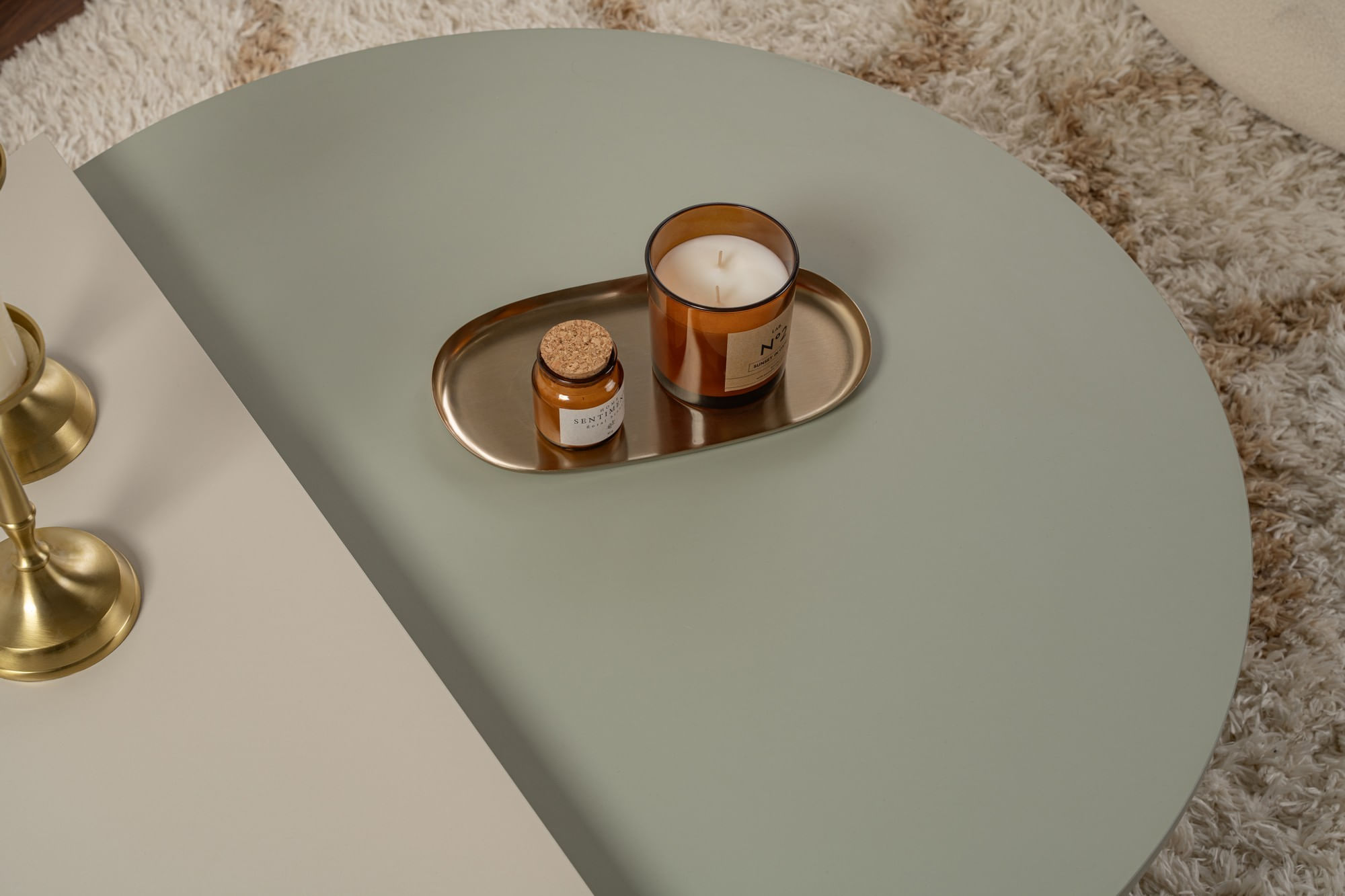 Masa de cafea, Hanah Home, pal melaminat, verde cenusa si sandstone, 90x30x60 cm