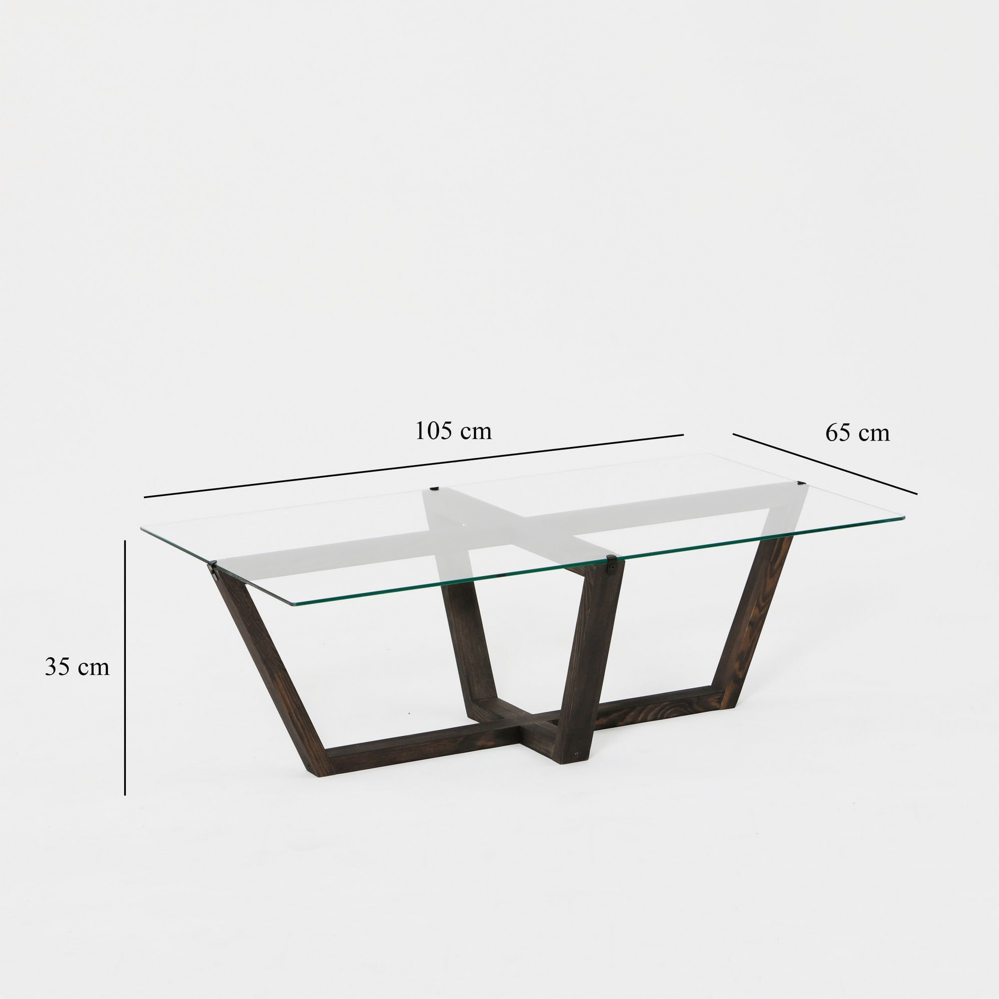 Masuta de cafea, Hanah Home, sticla calita, cadru lemn masiv de pin, antracit, 105x65x35 cm