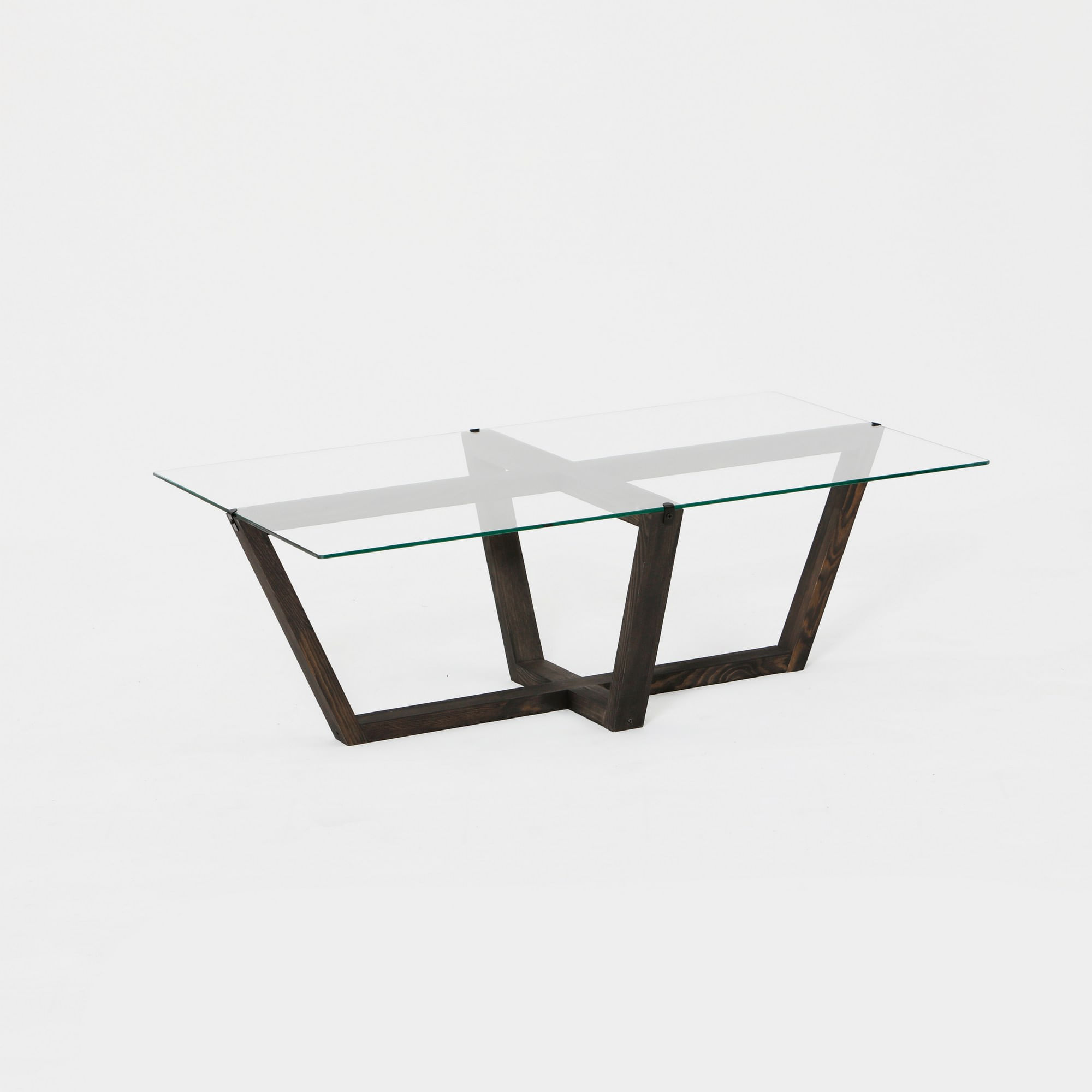 Masuta de cafea, Hanah Home, sticla calita, cadru lemn masiv de pin, antracit, 105x65x35 cm — imaginea 4
