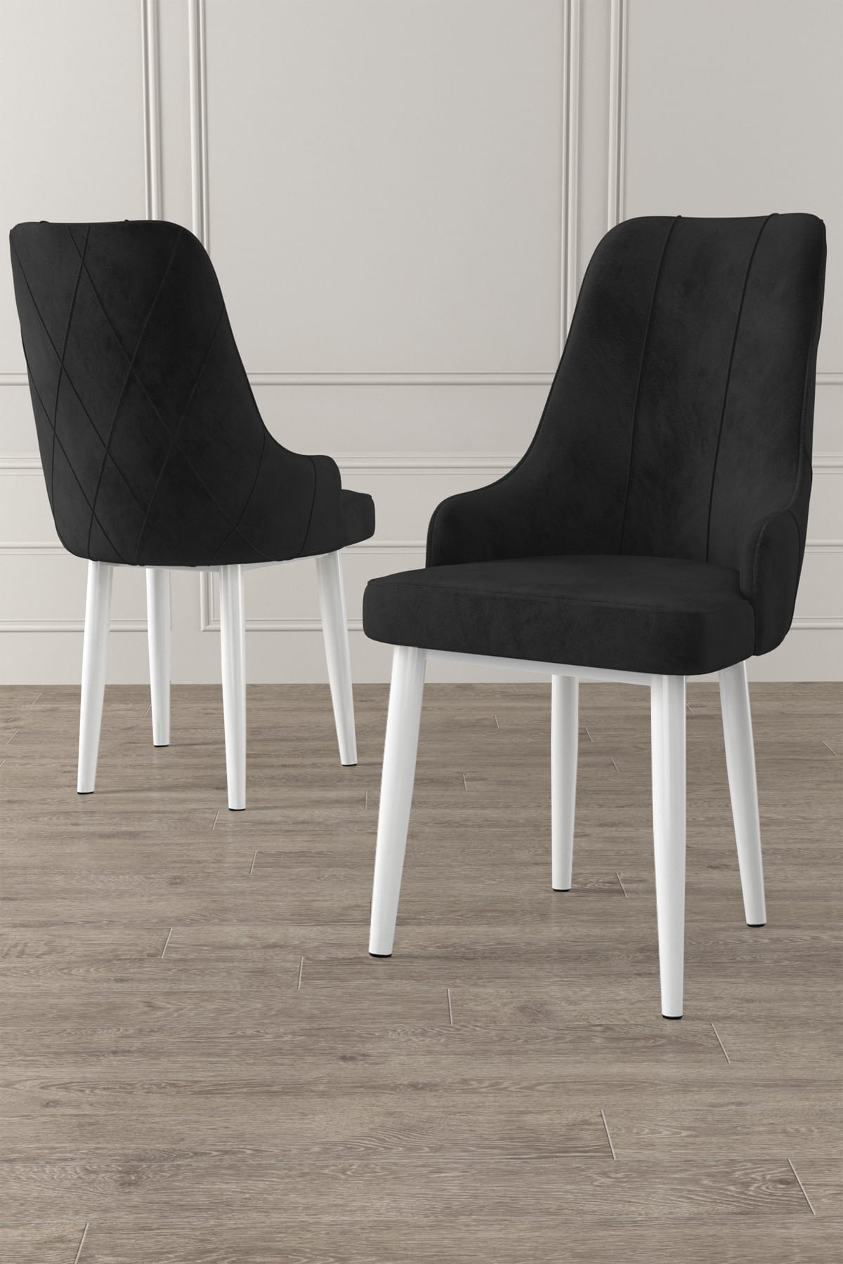 Set scaune, Hanah Home, metal, babyface, negru si alb, 46x42x95 cm — imaginea 2
