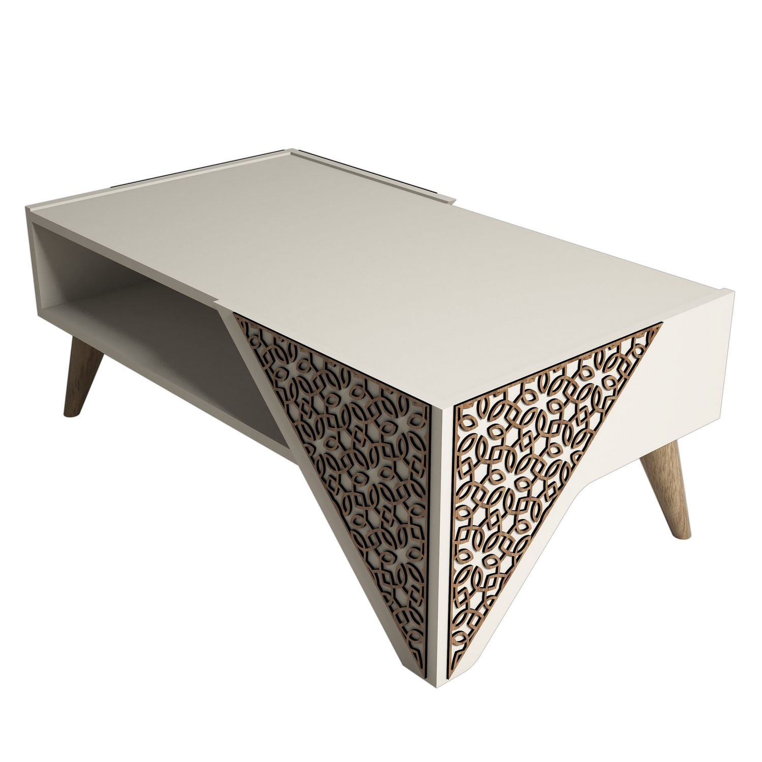 Masuta de cafea, Hanah Home, panou aglomerat cu melamina, crem, 105x58x40 cm