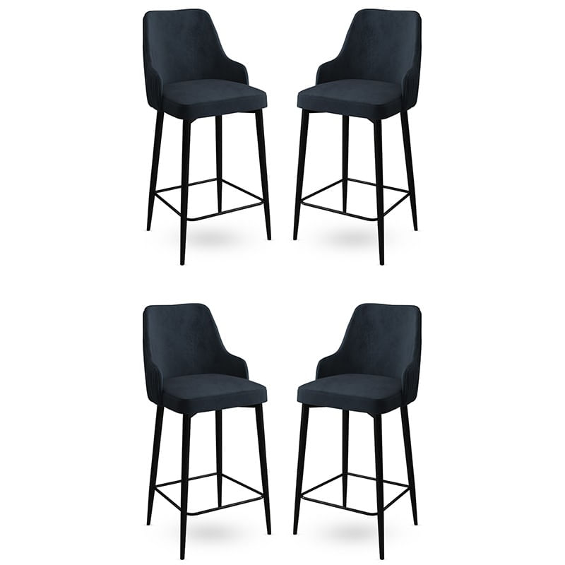 Set scaune de bar, Hanah Home, metal, antracit si negru, 45x43x105 cm — imaginea 2