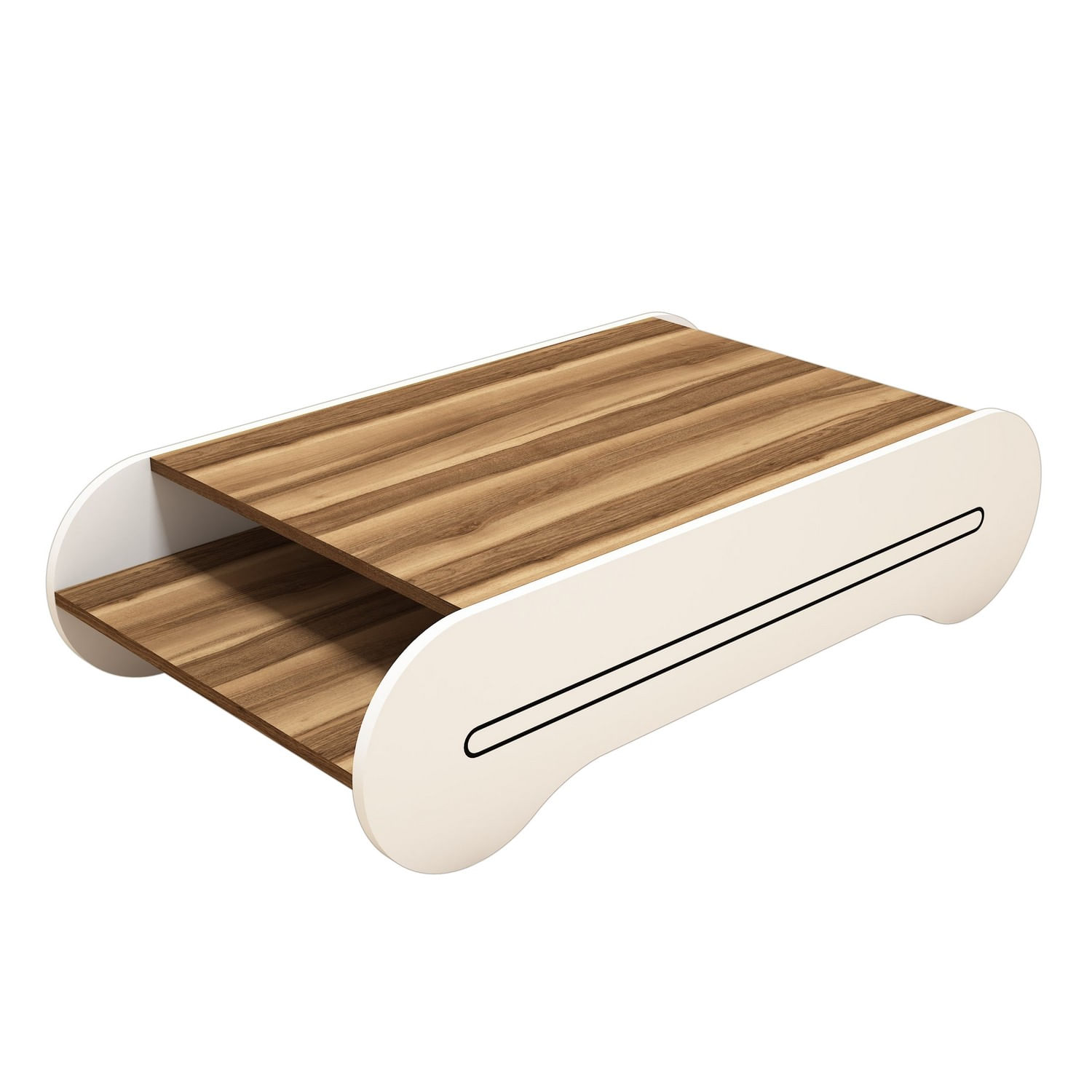 Masuta de cafea, Hanah Home, pal melaminat, nuc si alb, 120x63.6x30 cm — imaginea 2