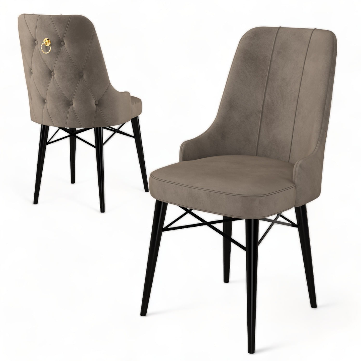 Set scaune, Hanah Home, metal, cappuccino si negru, 46x46x94 cm, 4 piese