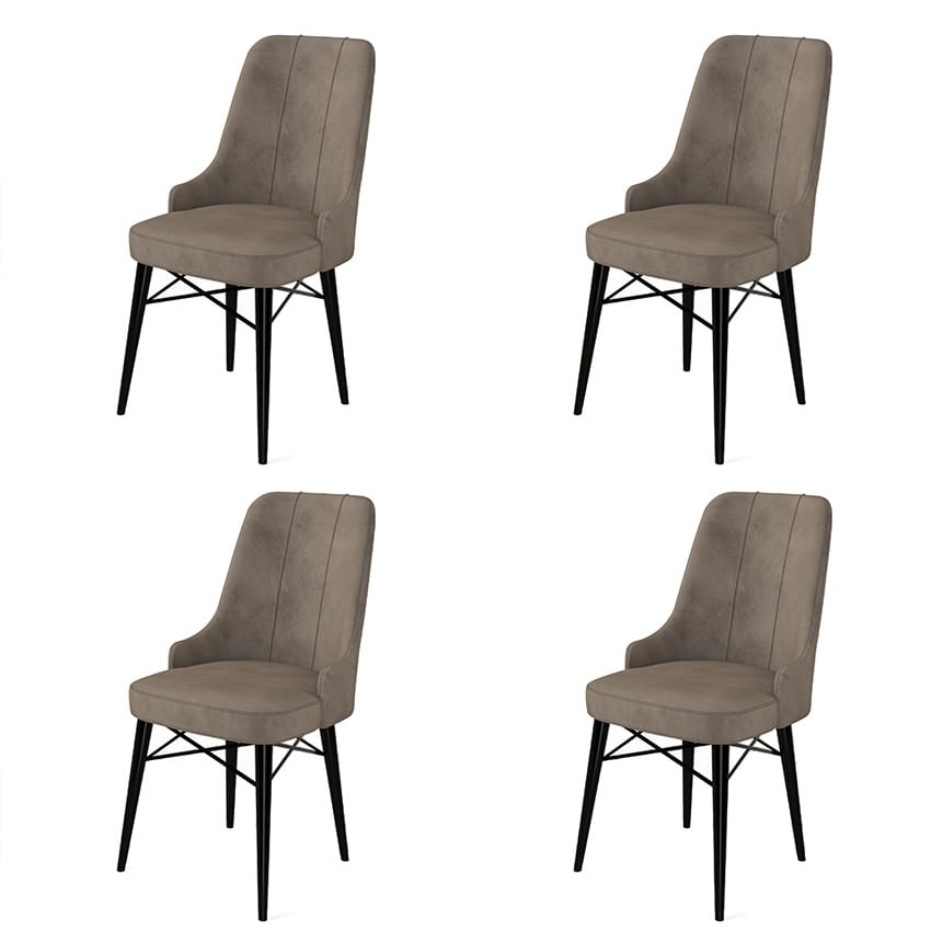 Set scaune, Hanah Home, metal, cappuccino si negru, 46x46x94 cm, 4 piese — imaginea 3