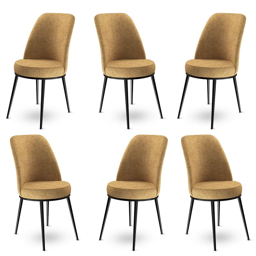Set scaune, Hanah Home, metal, cappuccino si negru, 45x42x89 cm, 6 bucati — imaginea 2