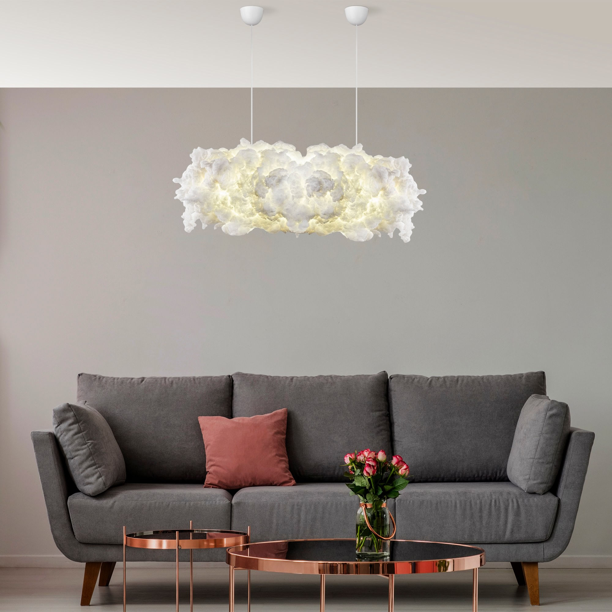 Lustra, Opviq, bumbac, alb, 90x45x80 cm - imagine 3