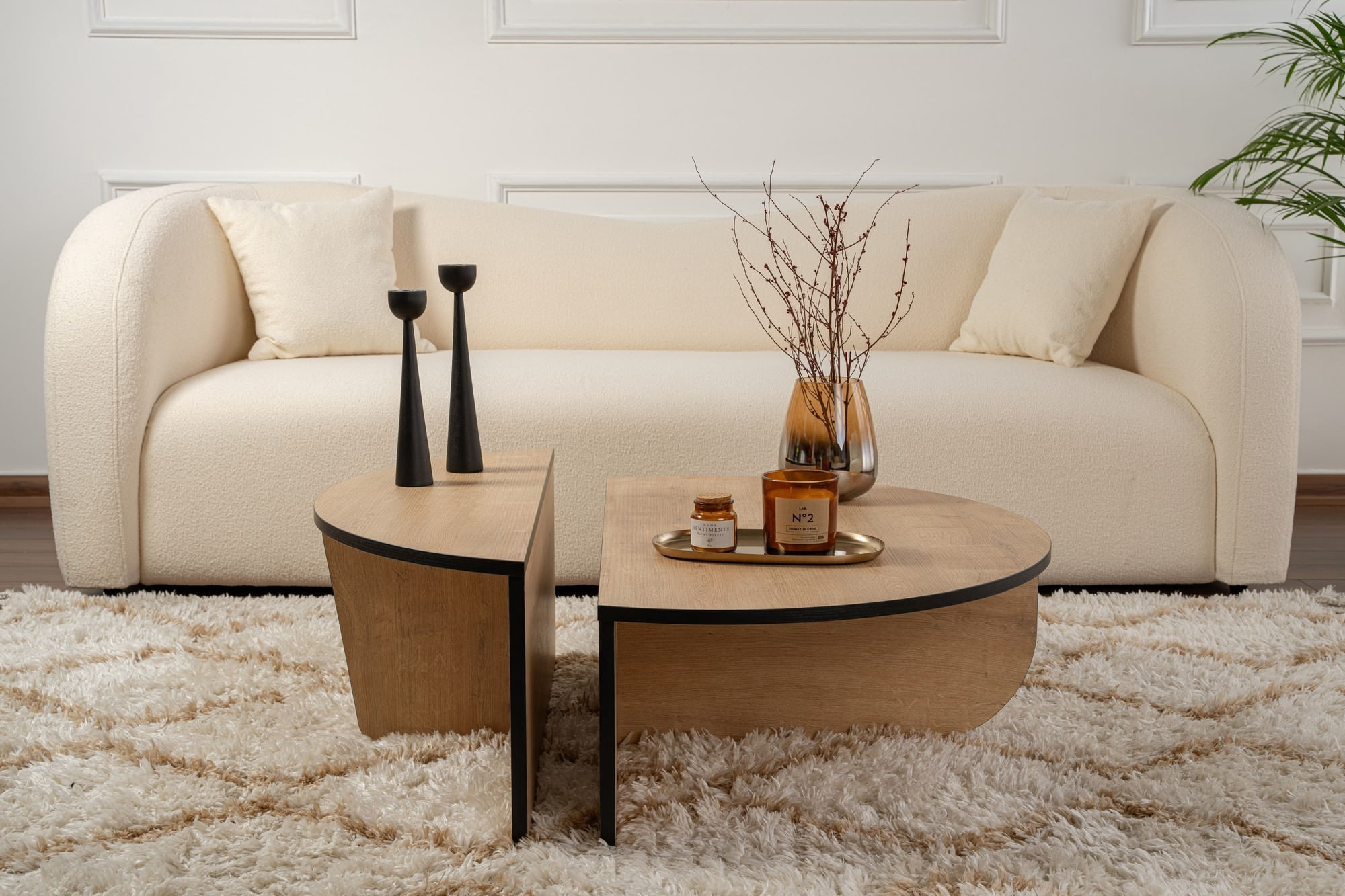 Masuta de cafea, Hanah Home, pal melaminat, stejar miere si negru, 90x30x60 cm — imaginea 8