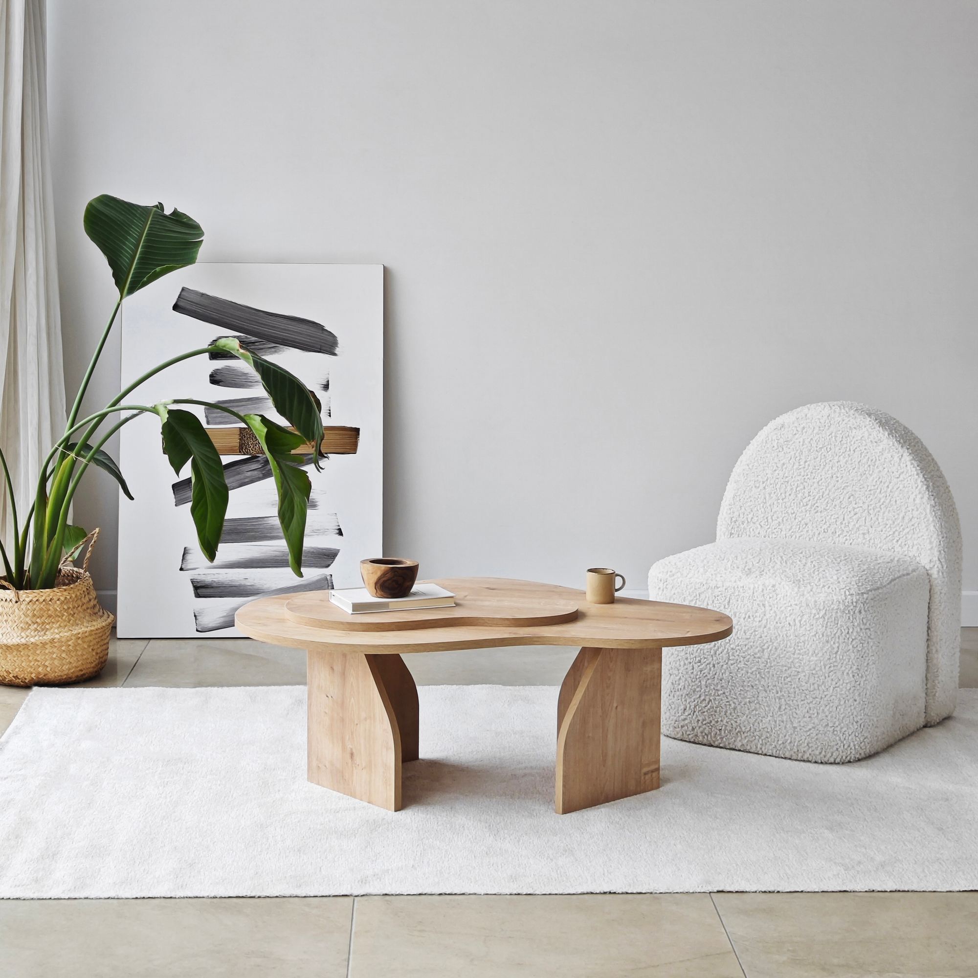 Masuta de cafea, Hanah Home, pal melaminat, stejar sapphire, 105x65x35 cm — imaginea 5