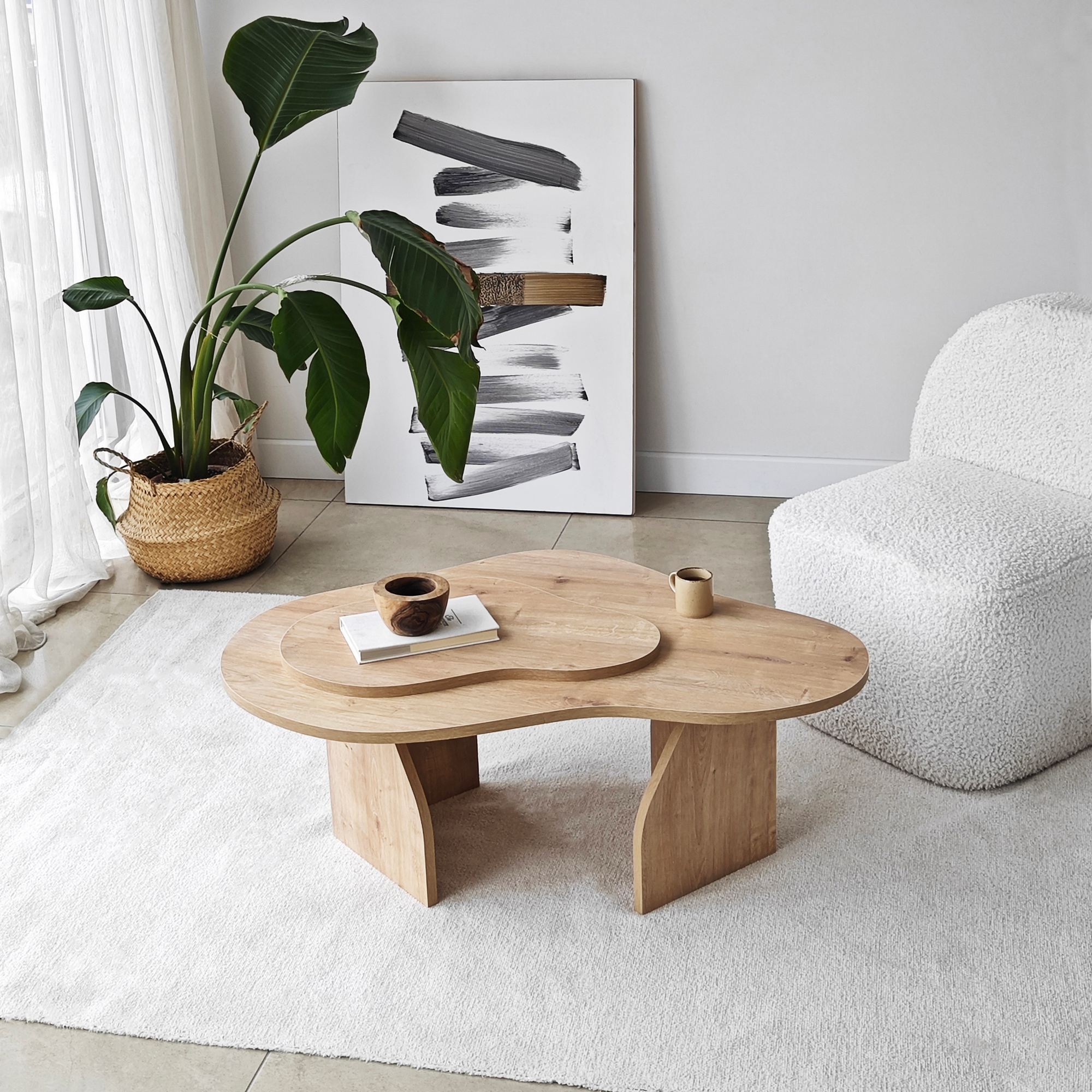 Masuta de cafea, Hanah Home, pal melaminat, stejar sapphire, 105x65x35 cm — imaginea 6