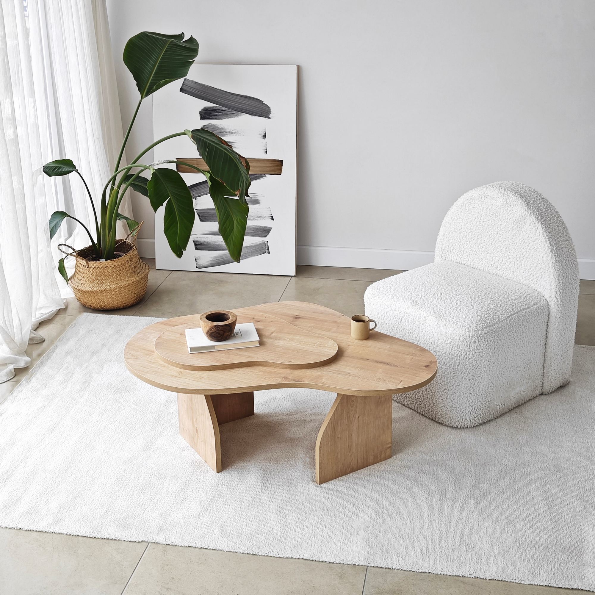 Masuta de cafea, Hanah Home, pal melaminat, stejar sapphire, 105x65x35 cm — imaginea 8