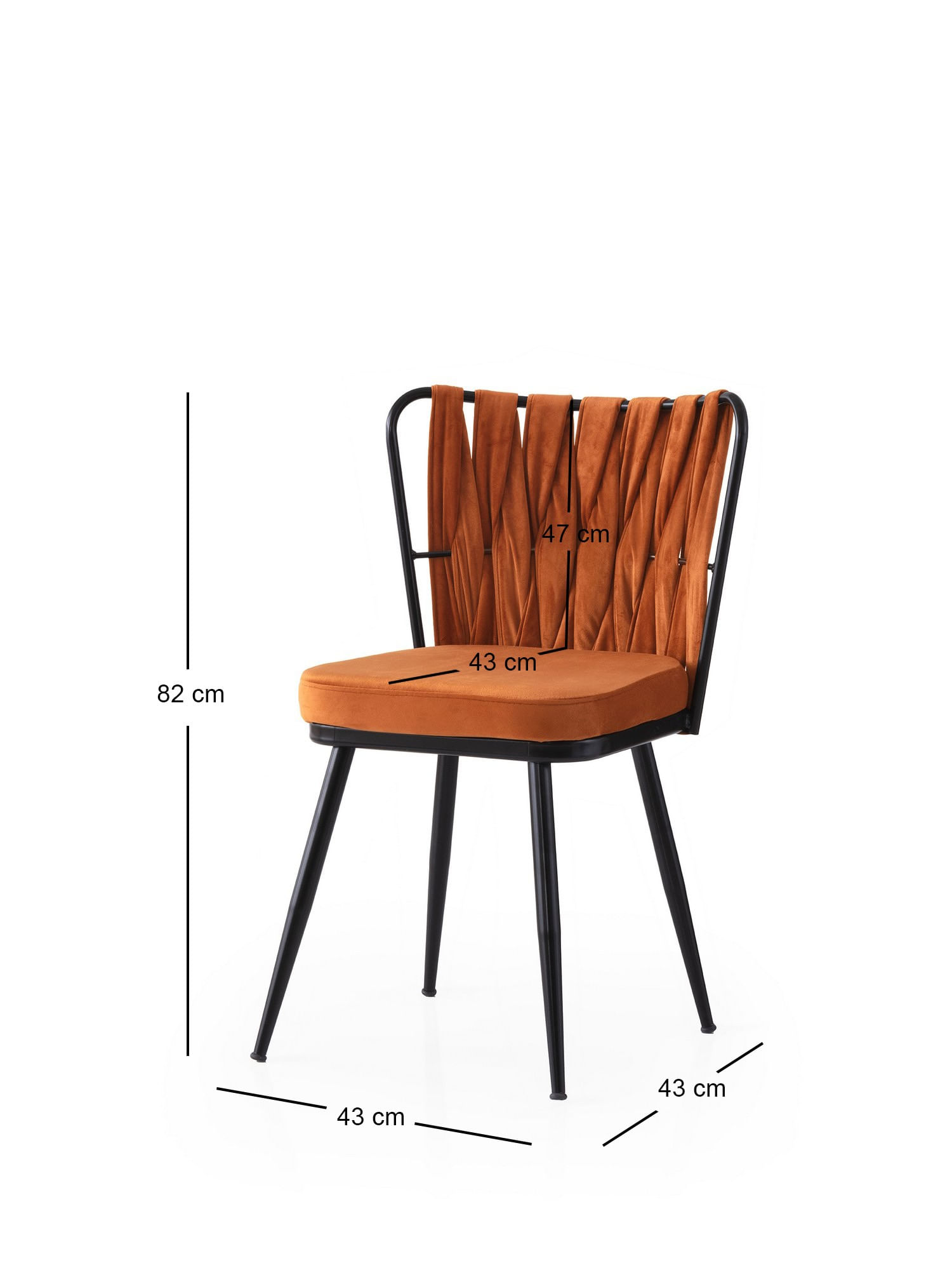 Set scaune, Hanah Home, fier, negru portocaliu, 43x43x82 cm, 4 piese — imaginea 2