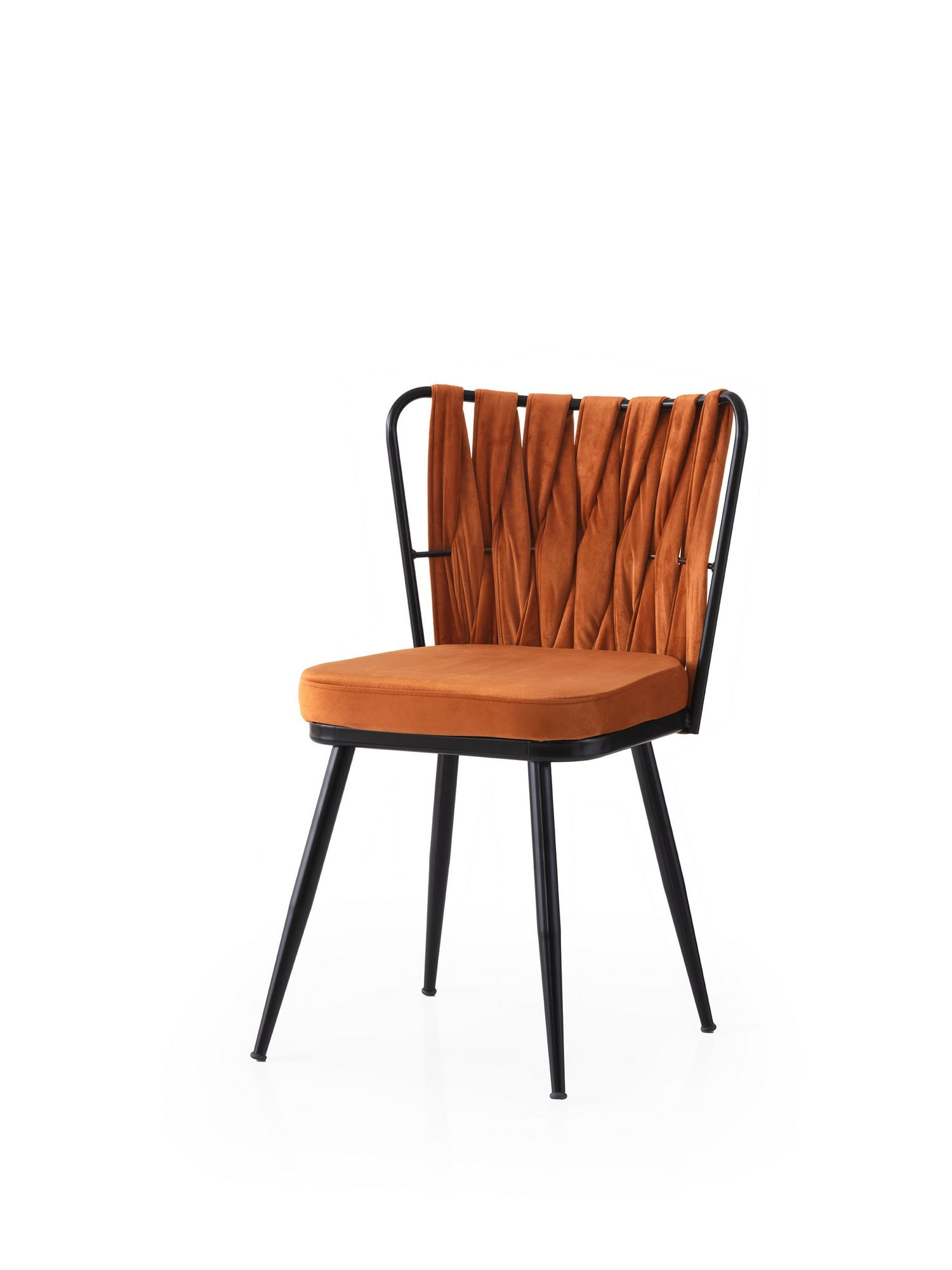 Set scaune, Hanah Home, fier, negru portocaliu, 43x43x82 cm, 4 piese — imaginea 3