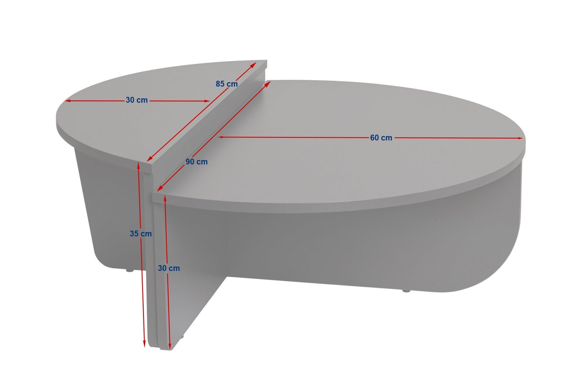 Masuta de cafea, Hanah Home, pal melaminat, gri, 90x60x30 cm — imaginea 8