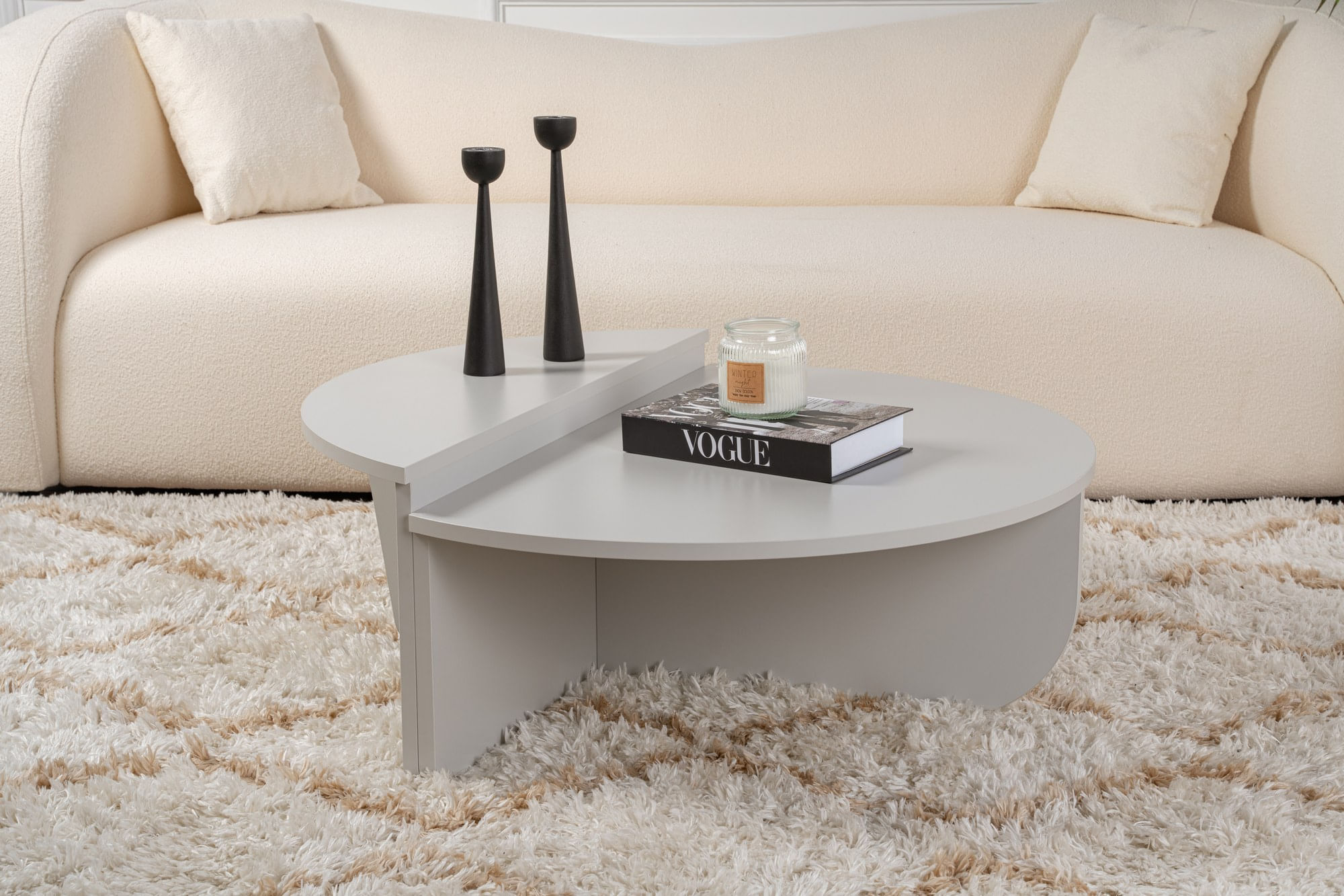 Masuta de cafea, Hanah Home, pal melaminat, gri, 90x60x30 cm — imaginea 9