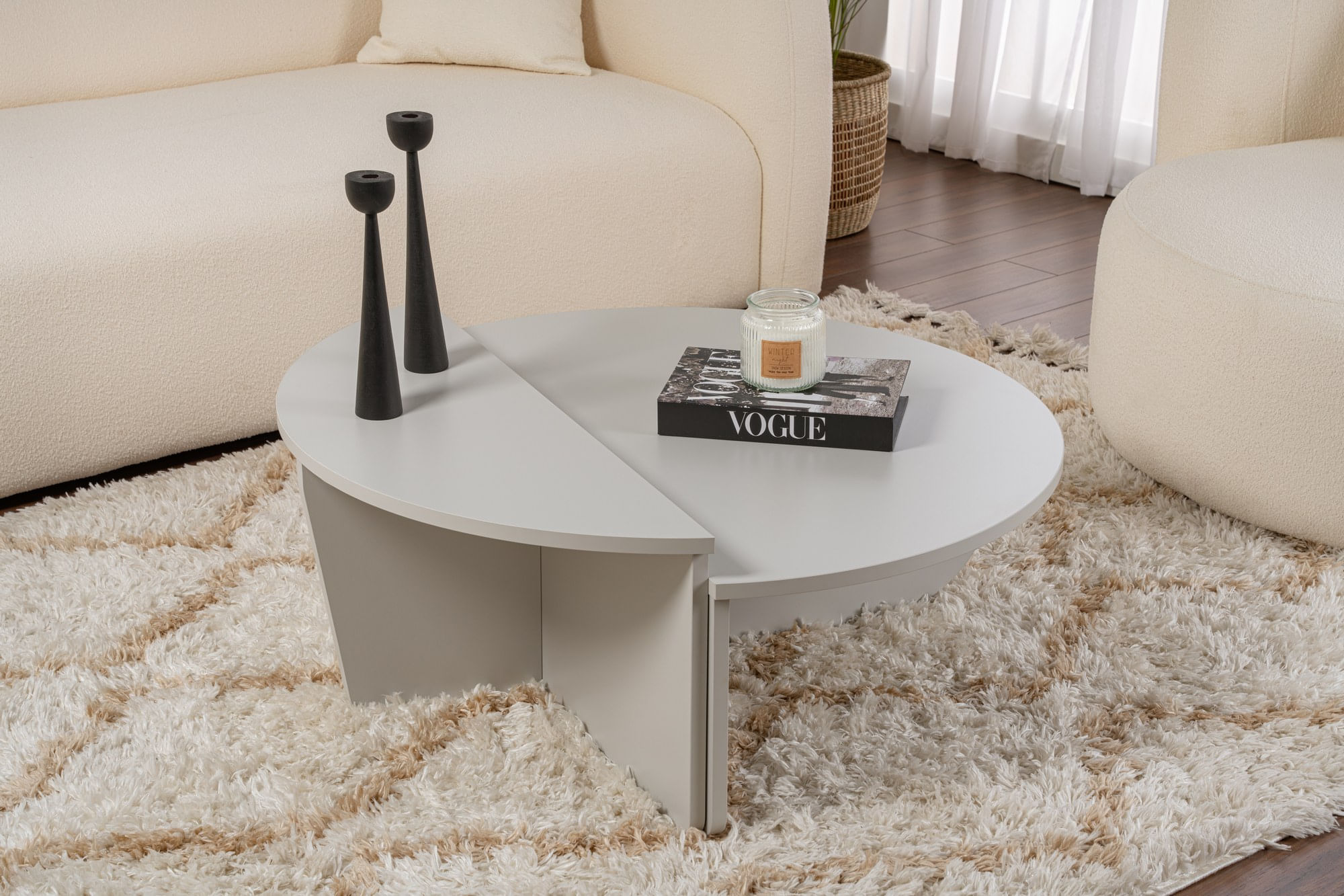 Masuta de cafea, Hanah Home, pal melaminat, gri, 90x60x30 cm — imaginea 10