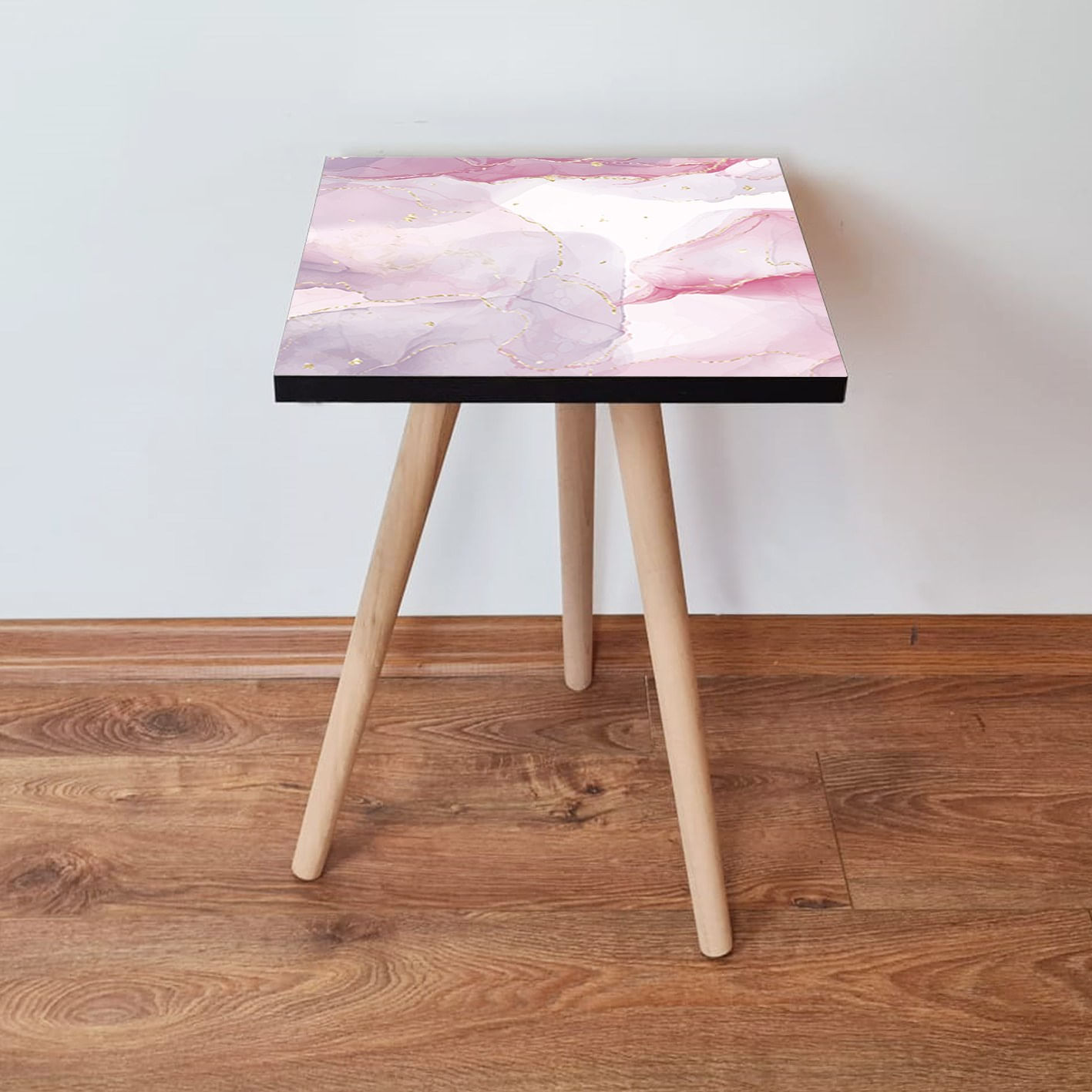 Masuta de cafea, Hanah Home, mdf, roz si alb, 35x35x42 cm