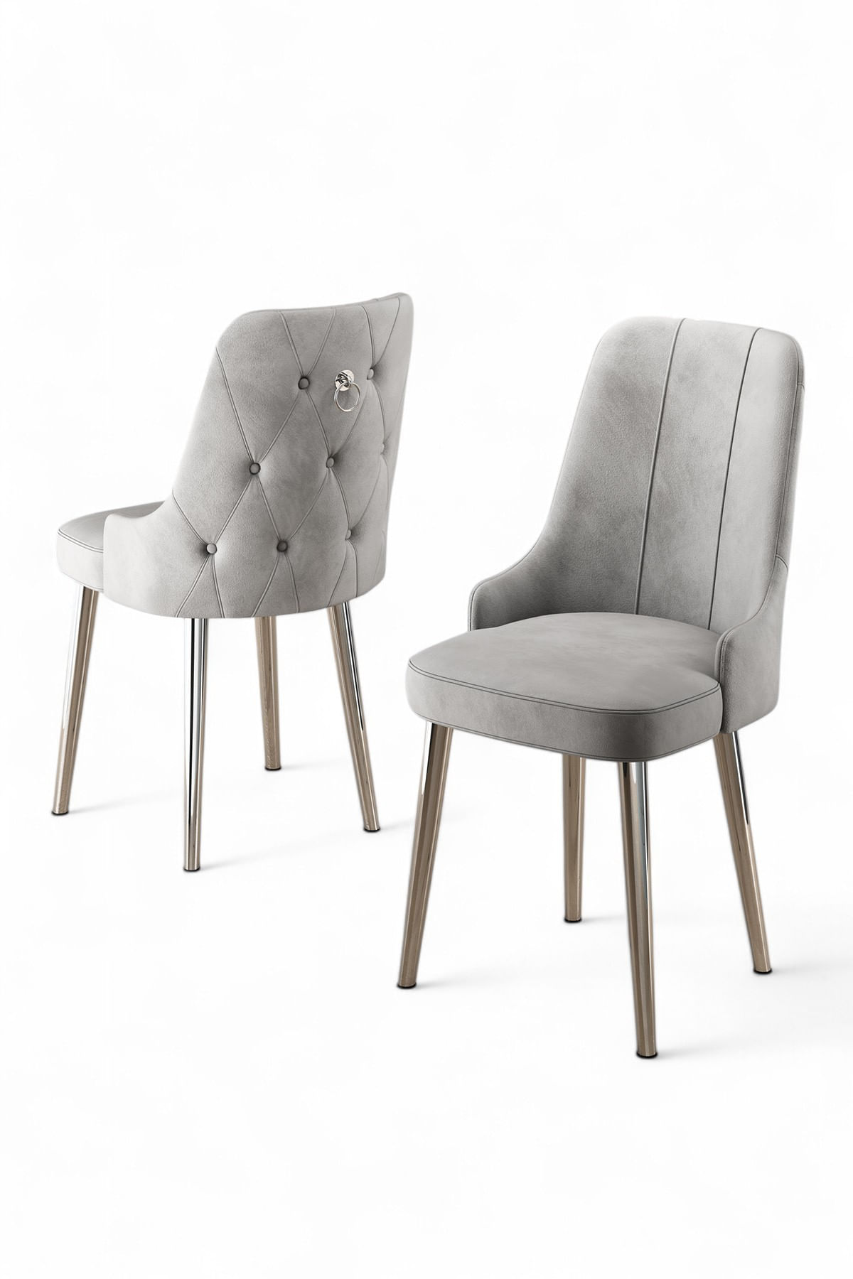 Set scaune, Hanah Home, metal, babyface, gri crom, 46x46x94 cm