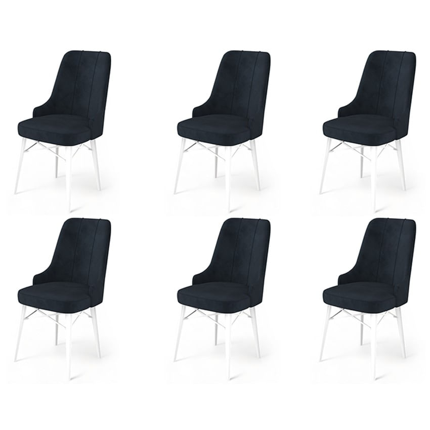 Set scaune, Hanah Home, metal, antracit si alb, 46x46x94 cm, 6 piese