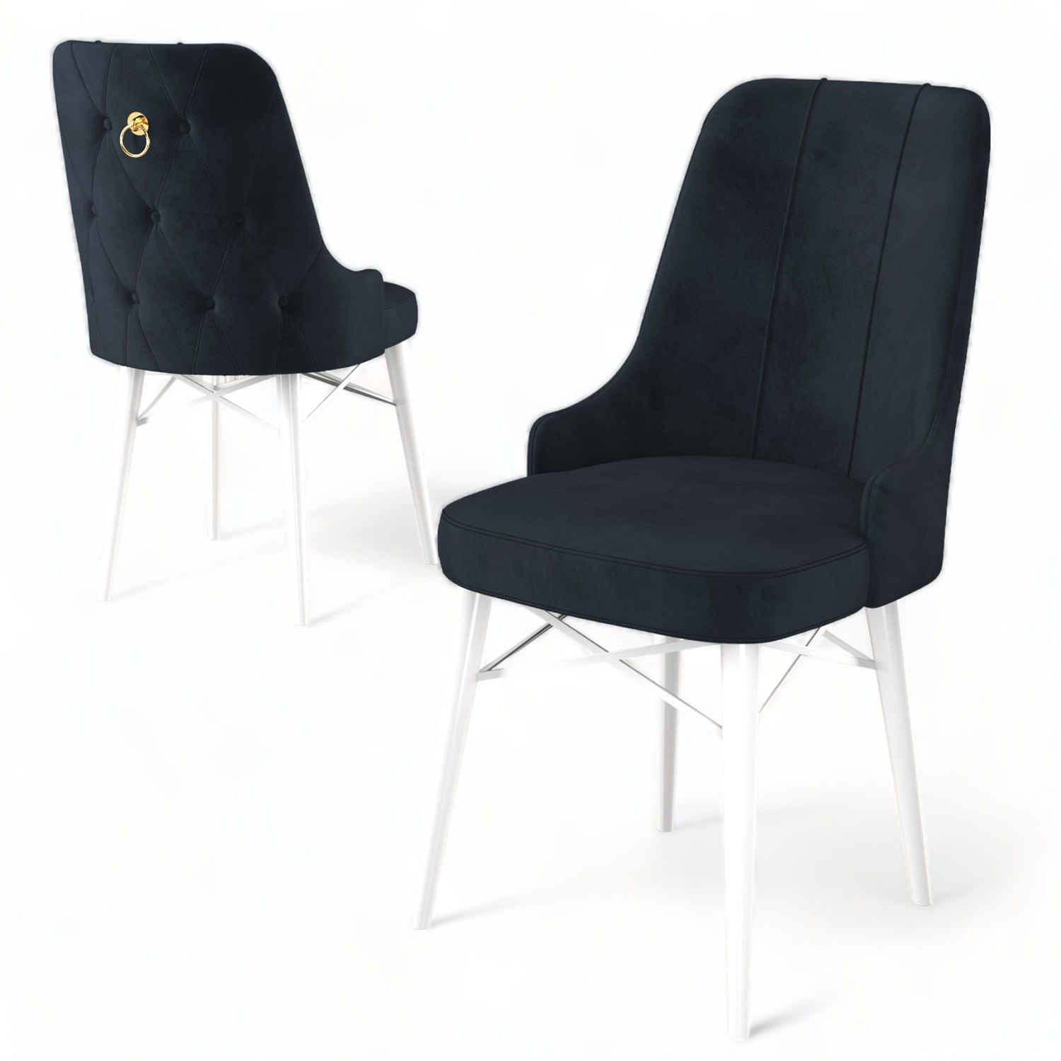Set scaune, Hanah Home, metal, antracit si alb, 46x46x94 cm, 6 piese — imaginea 2