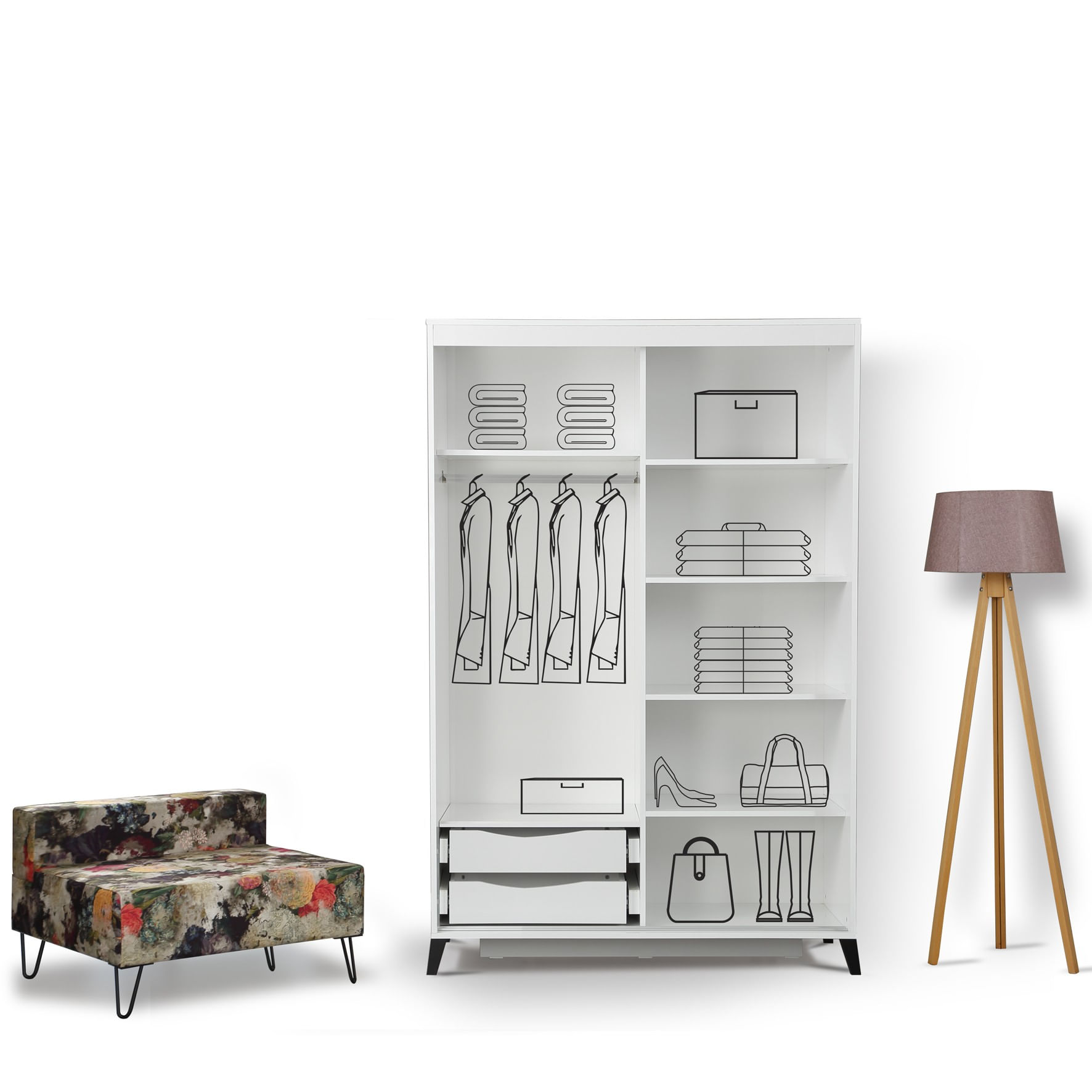 Sifonier, Hanah Home, pal melaminat, alb, 140x60x216 cm — imaginea 4