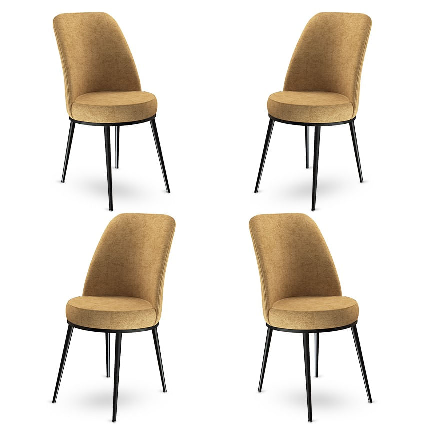 Set scaune, Hanah Home, metal, cappuccino si negru, 45x42x89 cm, 4 bucati