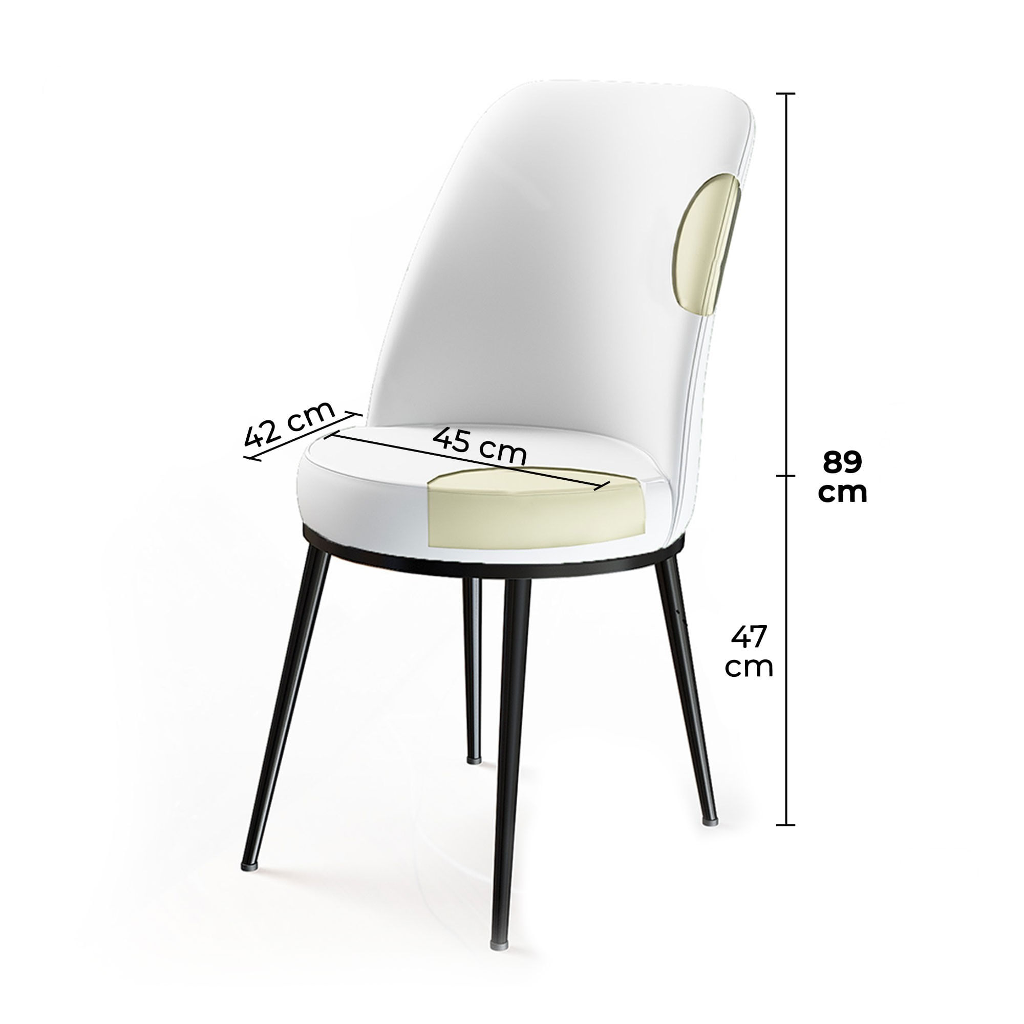 Set scaune, Hanah Home, metal, cappuccino si negru, 45x42x89 cm, 4 bucati — imaginea 2