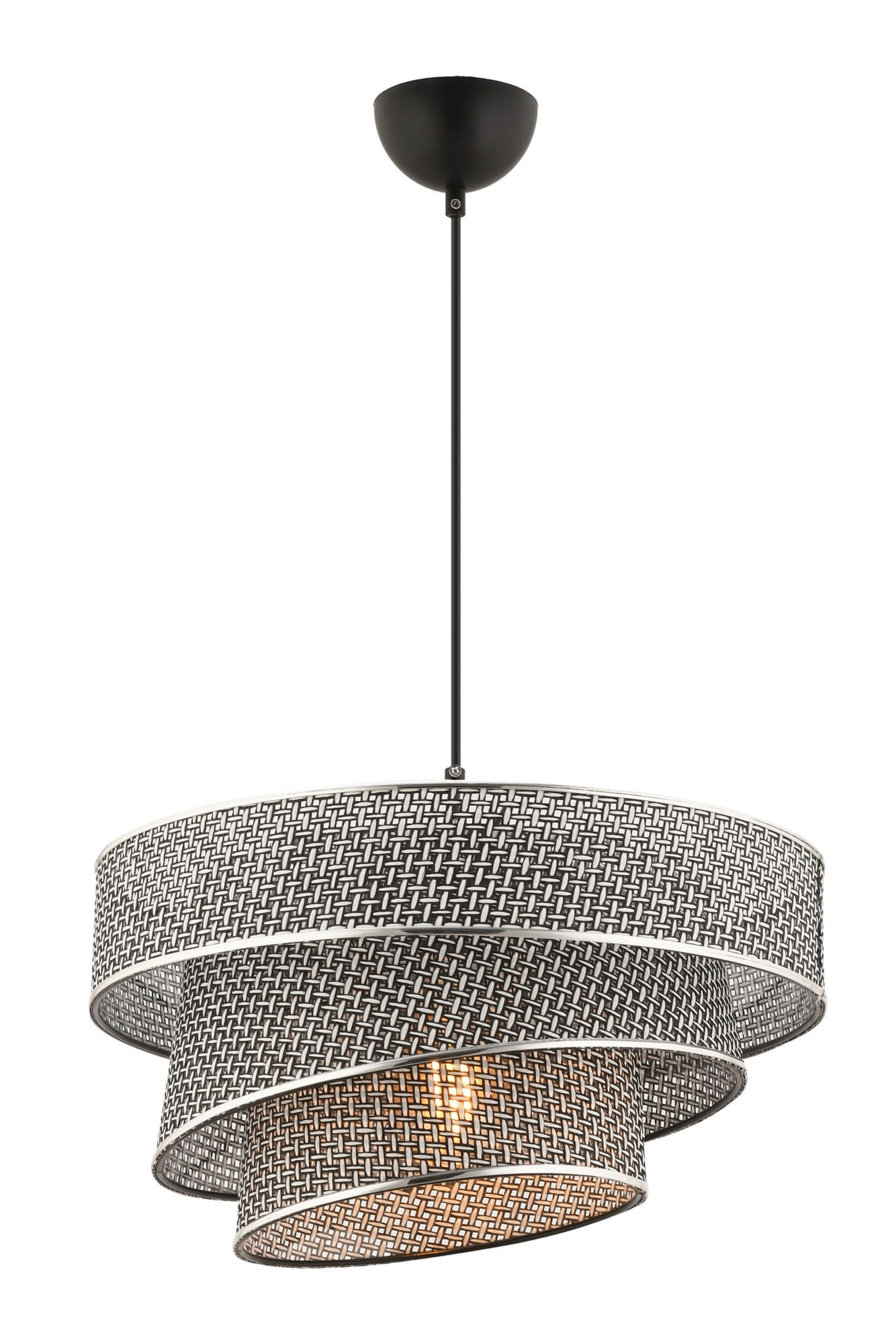 Lustra, Opviq, corp metalic, gri, abajur bumbac, 40x40x72 cm