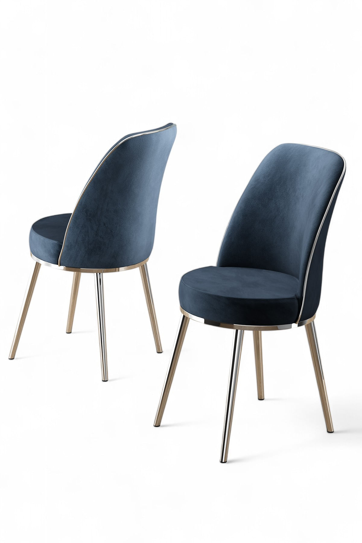 Set scaune, Hanah Home, metal, antracit si crom, 45x42x91 cm — imaginea 2