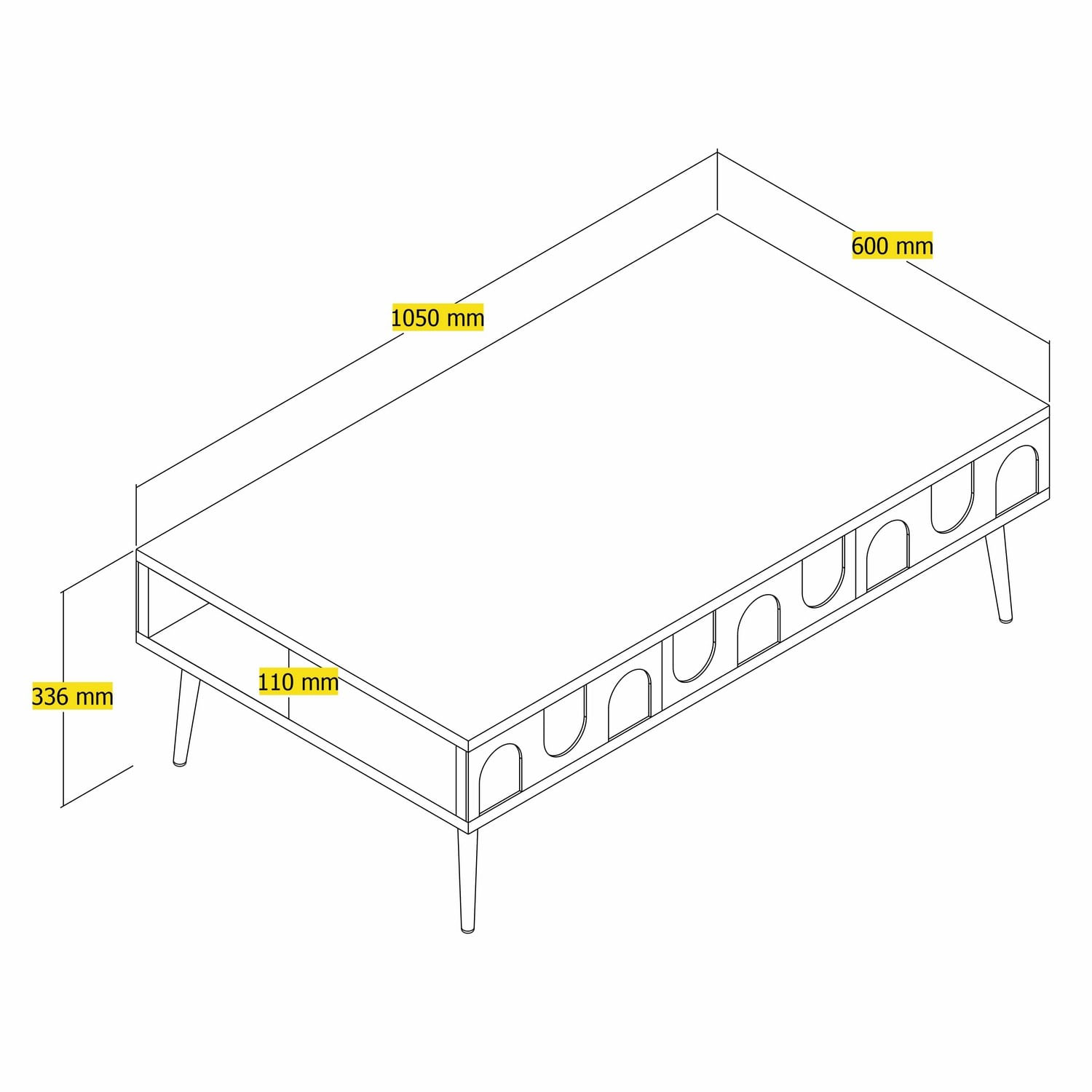 Masuta de cafea, Hanah Home, pal melaminat, alb auriu, 105x60x33.6 cm — imaginea 4