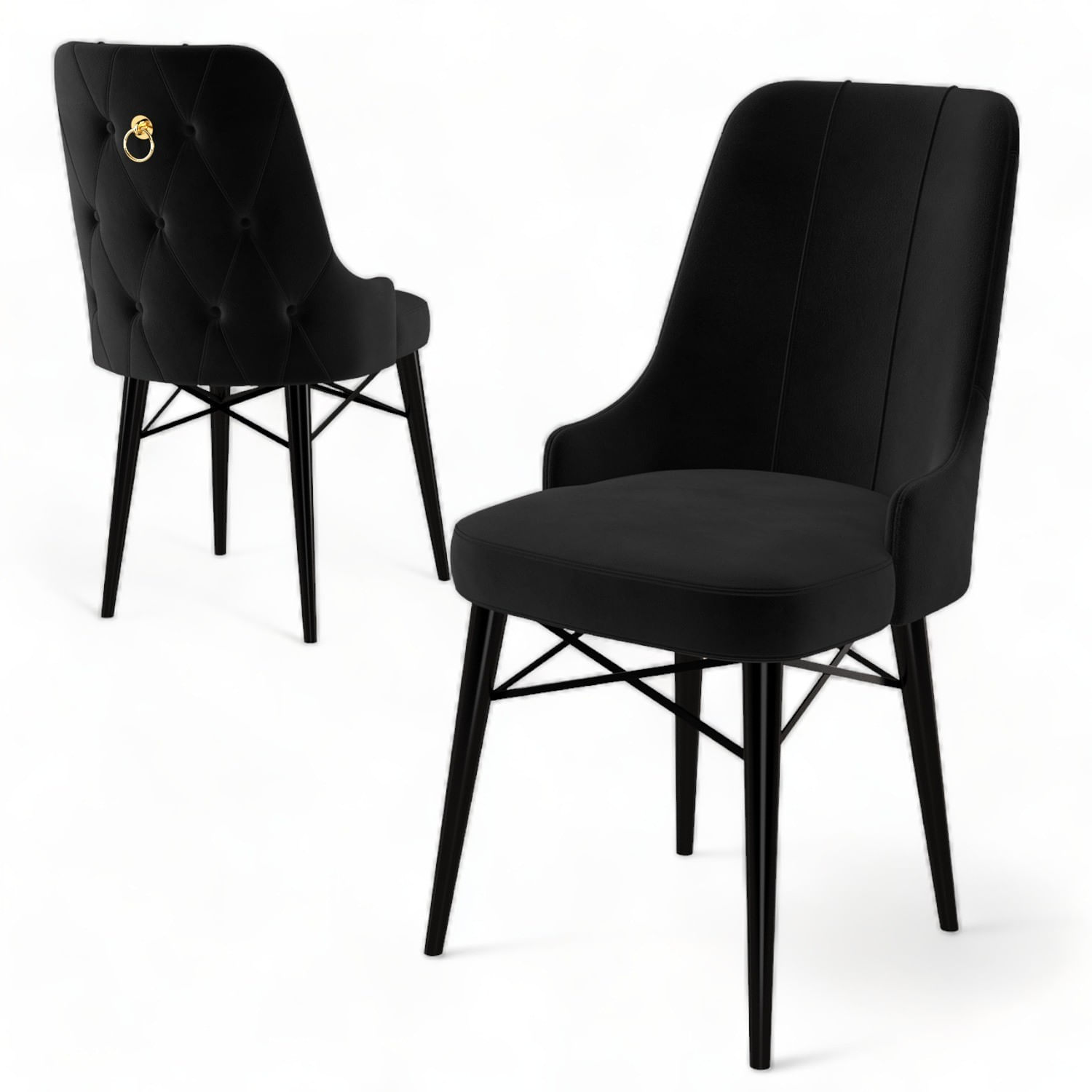 Set scaune, Hanah Home, metal, negru, 46x46x94 cm, 6 piese — imaginea 2