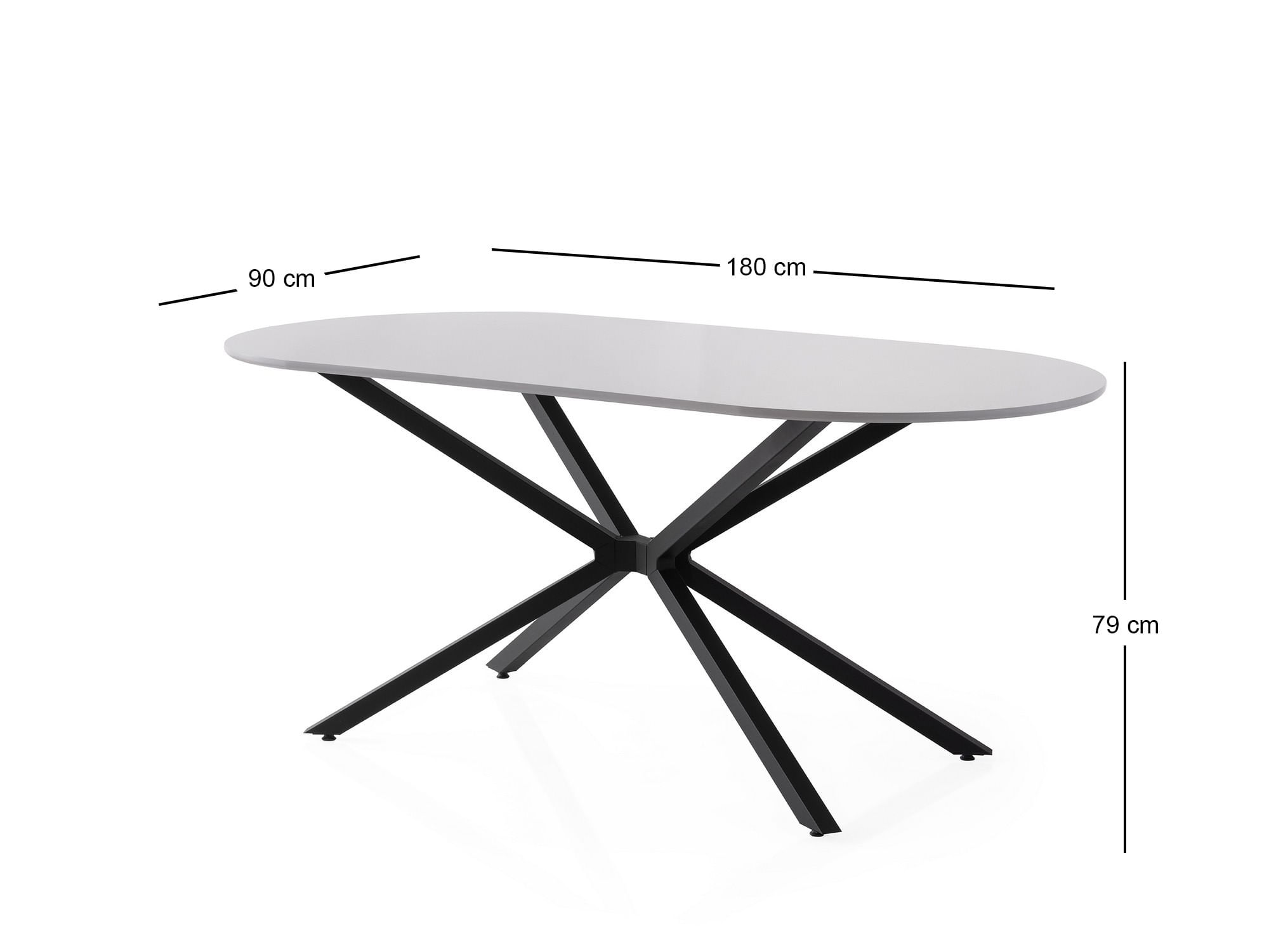 Masa dining, Hanah Home, mdf, gri deschis, 180x90x79 cm — imaginea 2