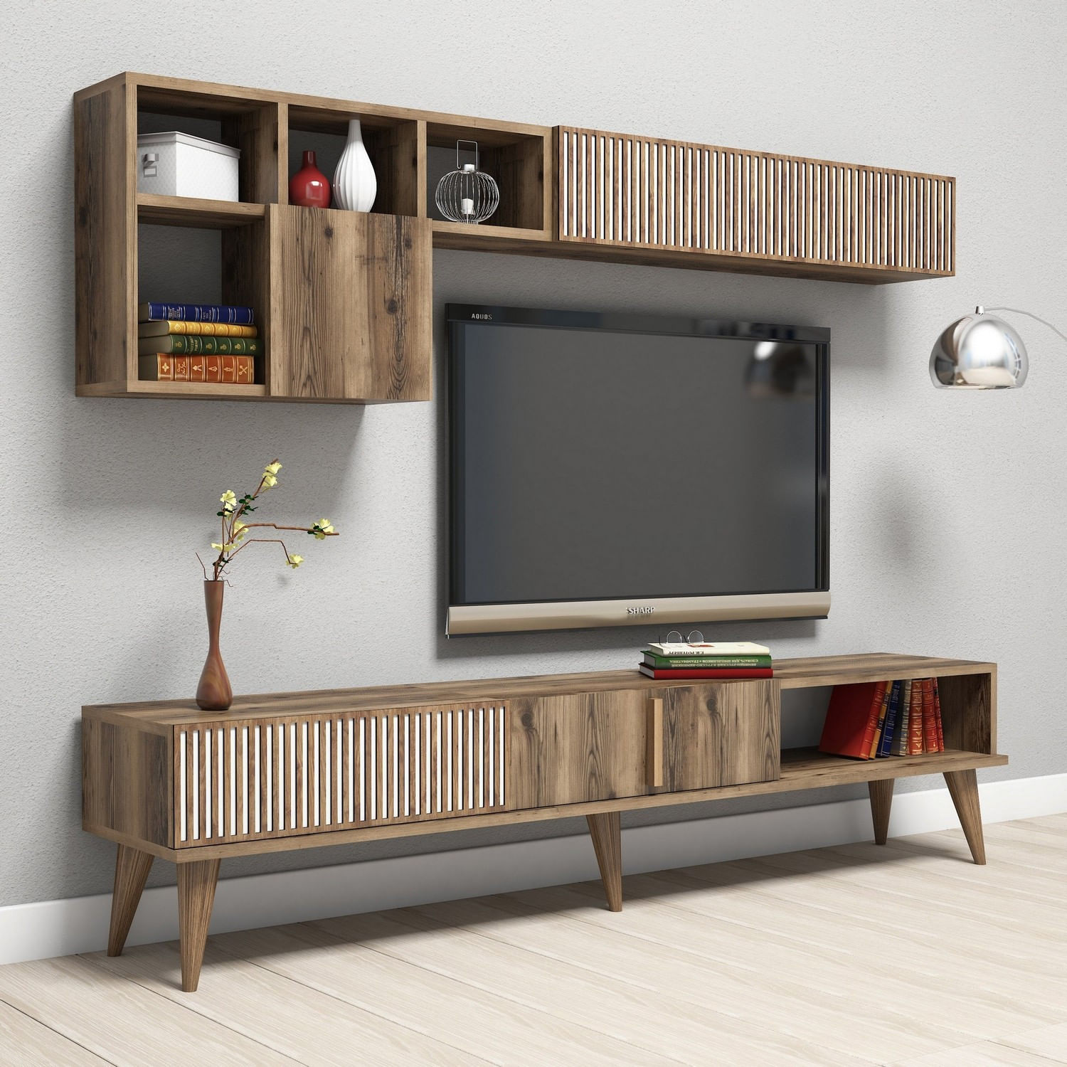 Comoda tv, Hanah Home, pal melaminat, nuc, 180x40x35 cm, 845HCT3078 — imaginea 4