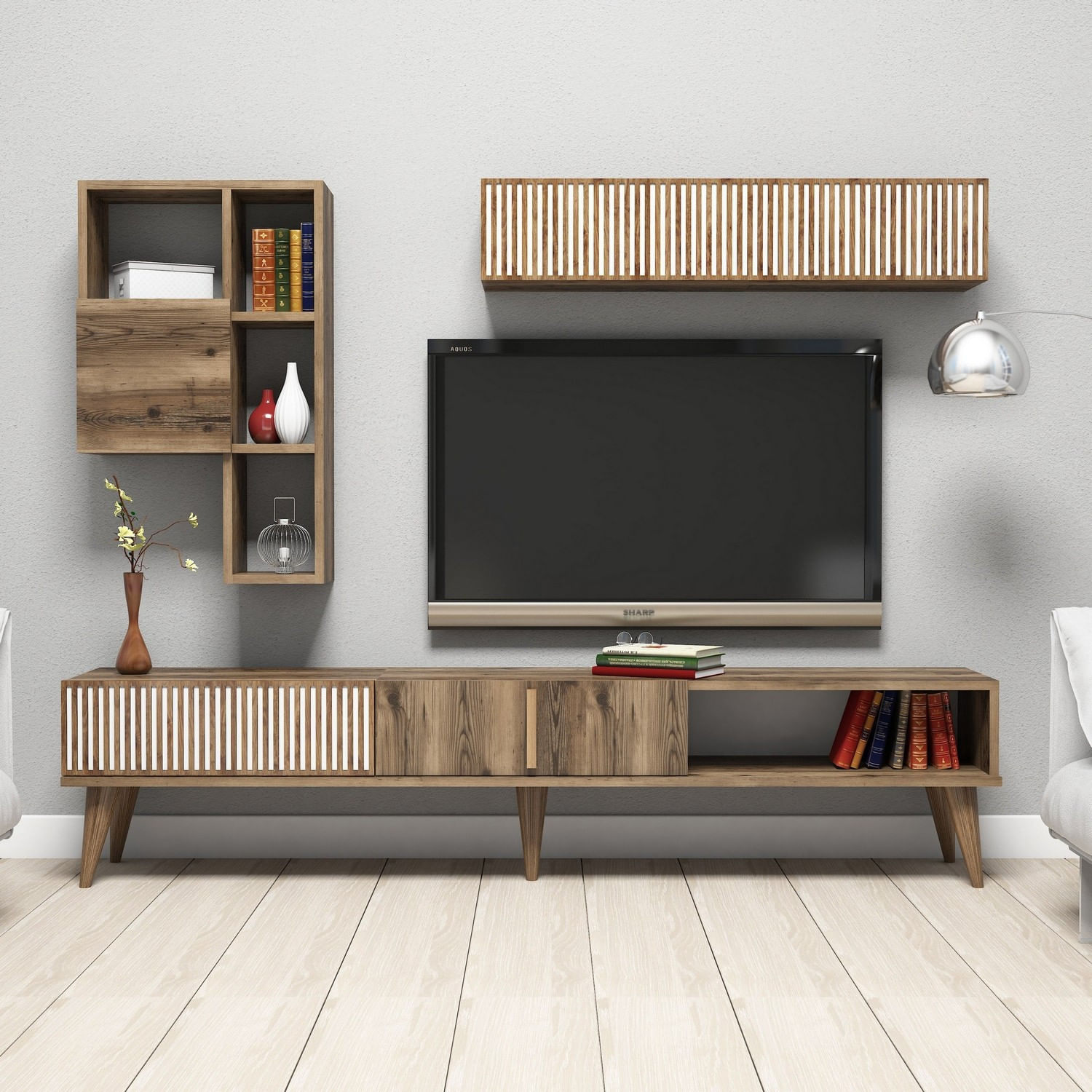 Comoda tv, Hanah Home, pal melaminat, nuc, 180x40x35 cm, 845HCT3078 — imaginea 5