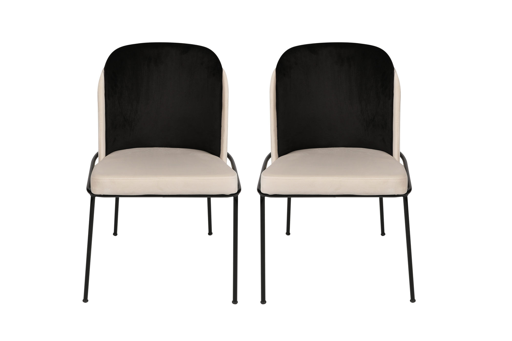 Set scaune, Hanah Home, catifea, negru crem, 54x55x86 cm