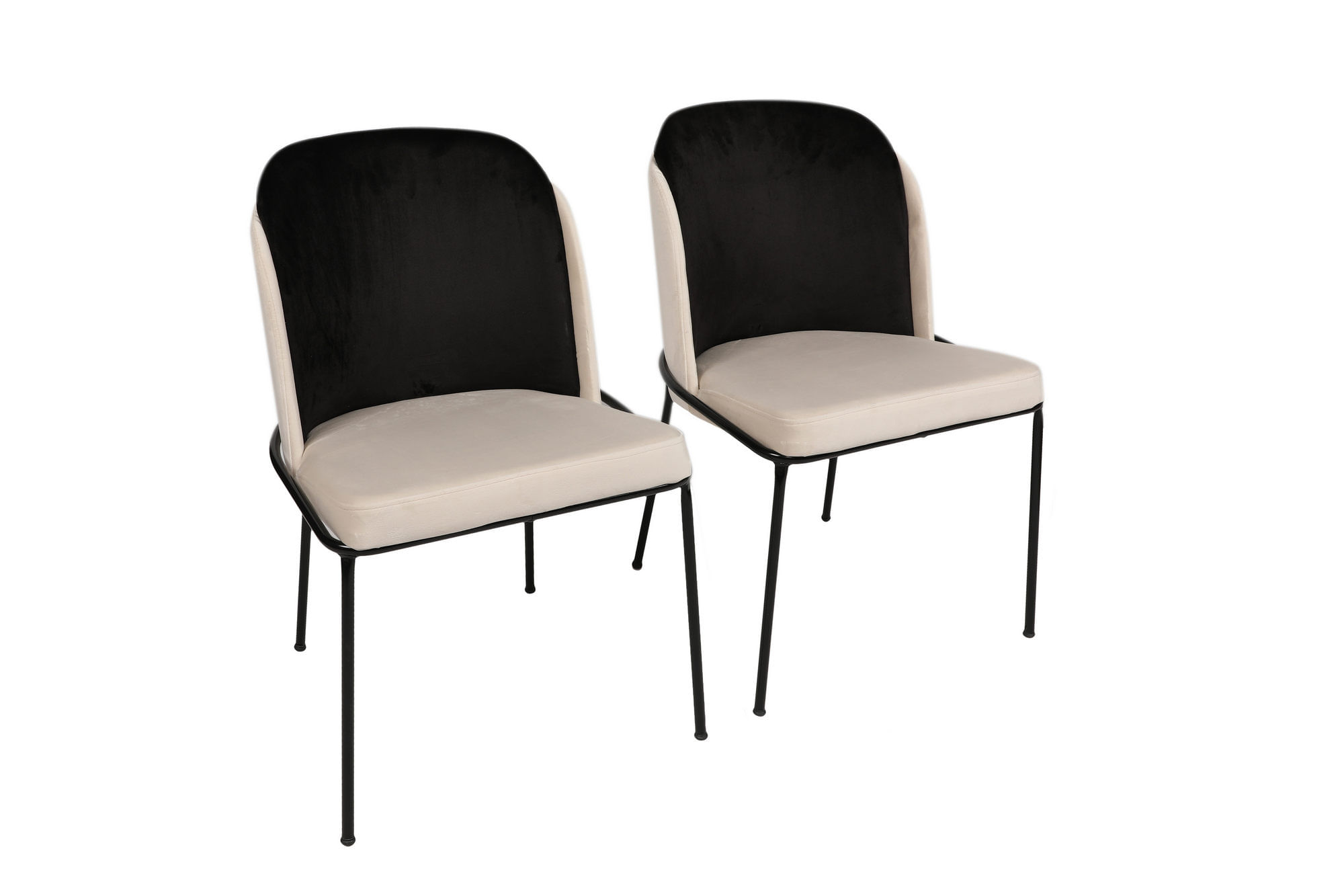 Set scaune, Hanah Home, catifea, negru crem, 54x55x86 cm — imaginea 4